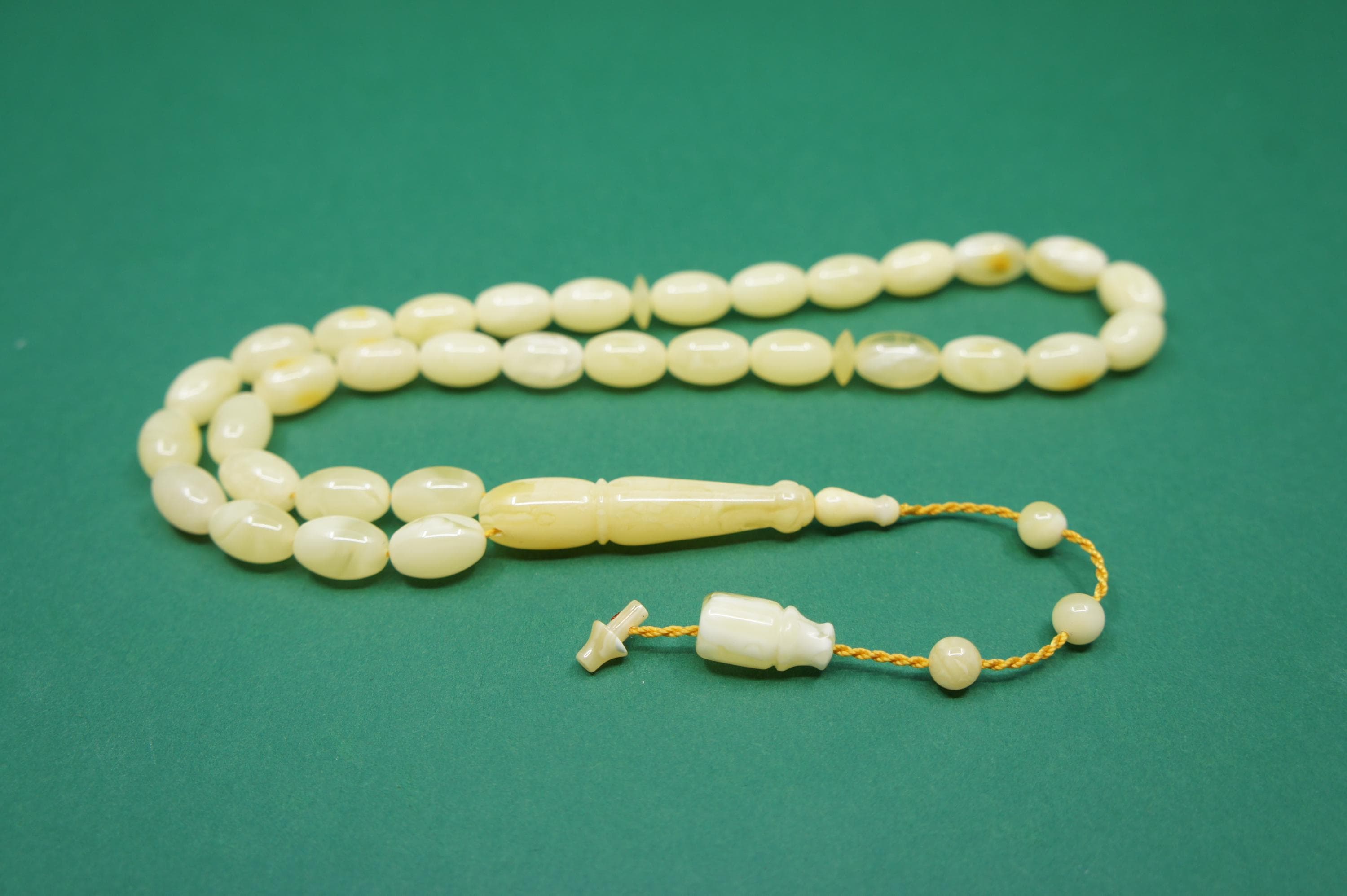 Handmade Baltic Amber Prayer 33 Barrel Beads, Islamic Muslim Tasbih Misbaha Rosary #2344 - image 3