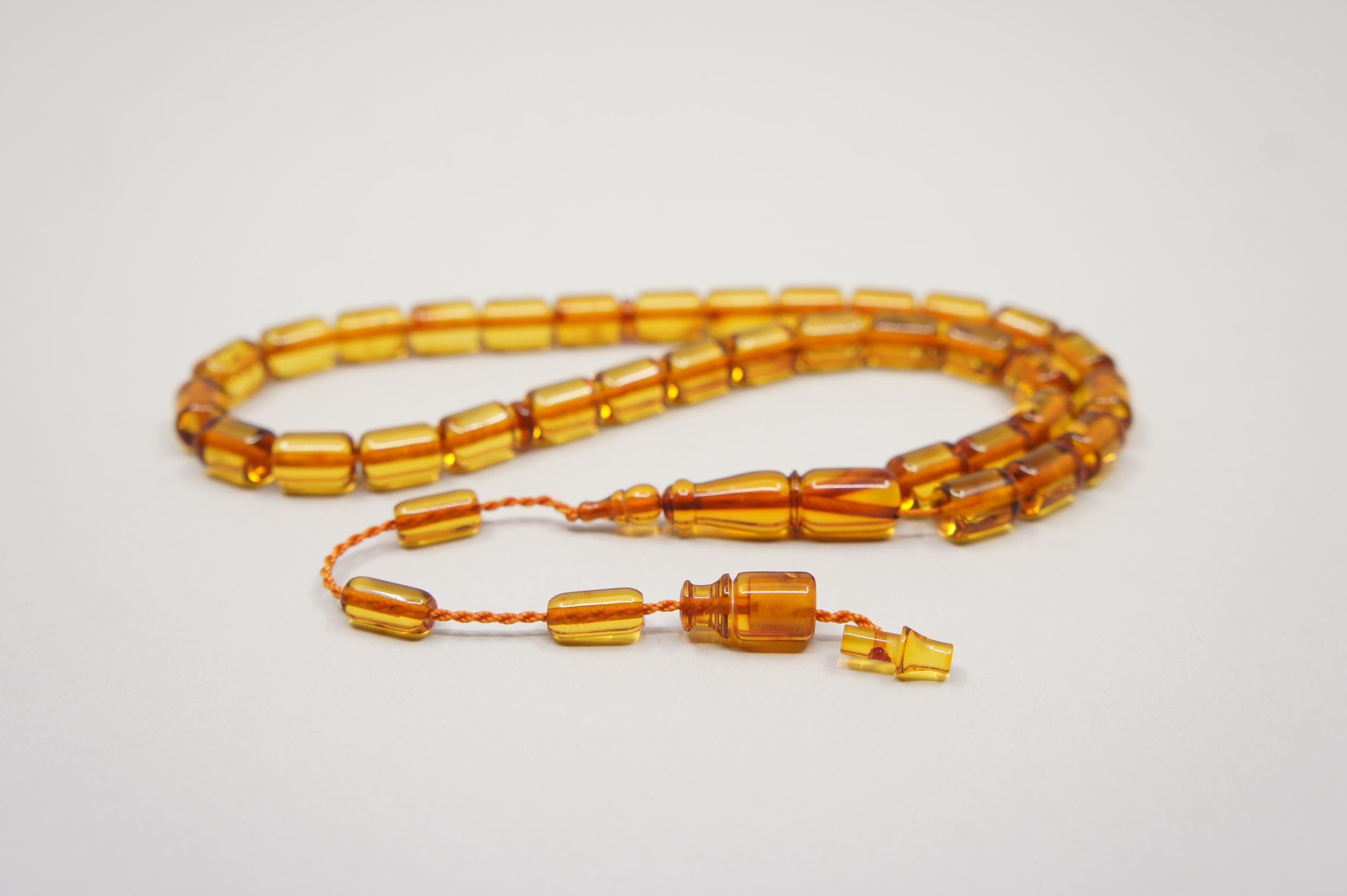 Baltic Amber Islamic Prayer 33 Capsule Beads, Handmade Muslim Tasbih Misbaha Rosary #2279 - image 3