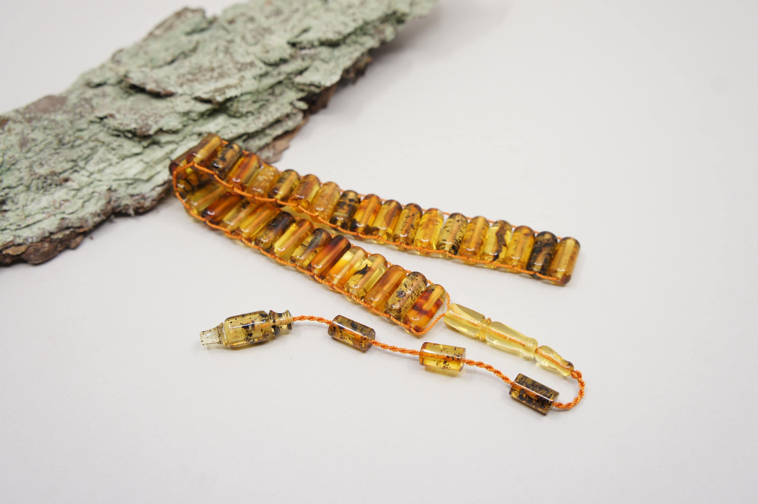 Islamic Natural Baltic Amber Prayer 33 Capsule Beads, Muslim Tasbih Misbaha, Handmade Rosary #1977