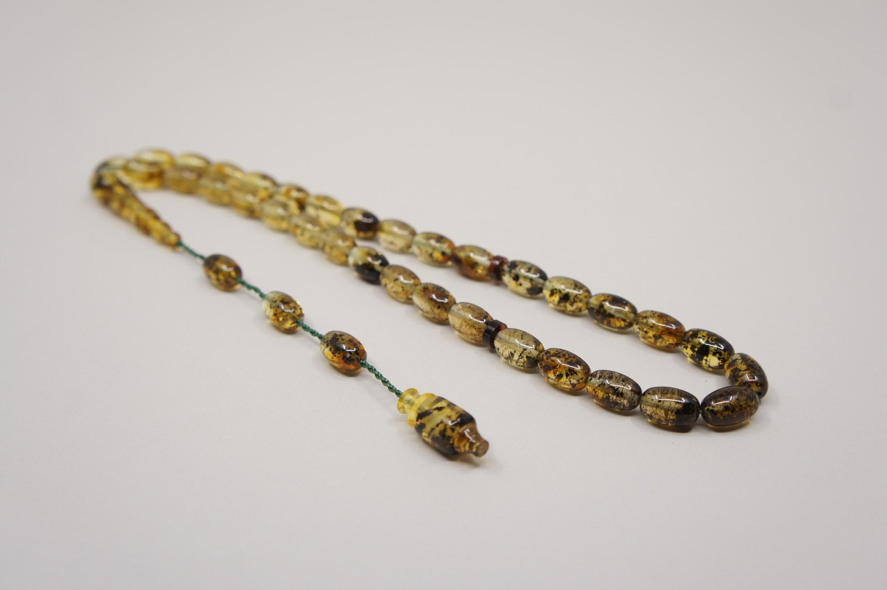 Islamic Natural Baltic Amber Prayer 33 Olive Beads, Muslim Tasbih Misbaha, Handmade Rosary #1788 - image 5