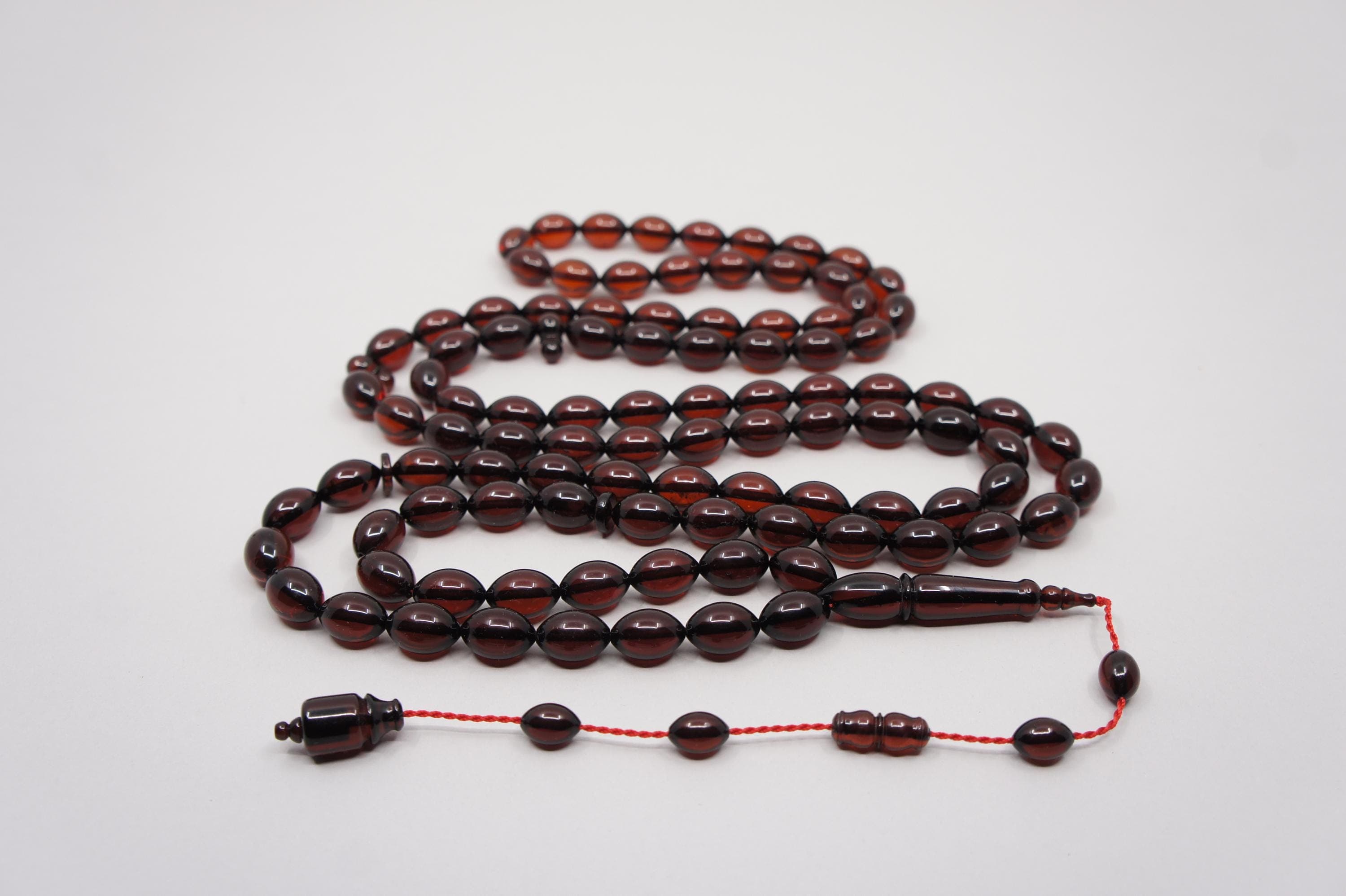 Islamic Natural Baltic Amber Prayer 99 Olive Beads, Muslim Tasbih Misbaha, Handmade Rosary #1986 - image 4