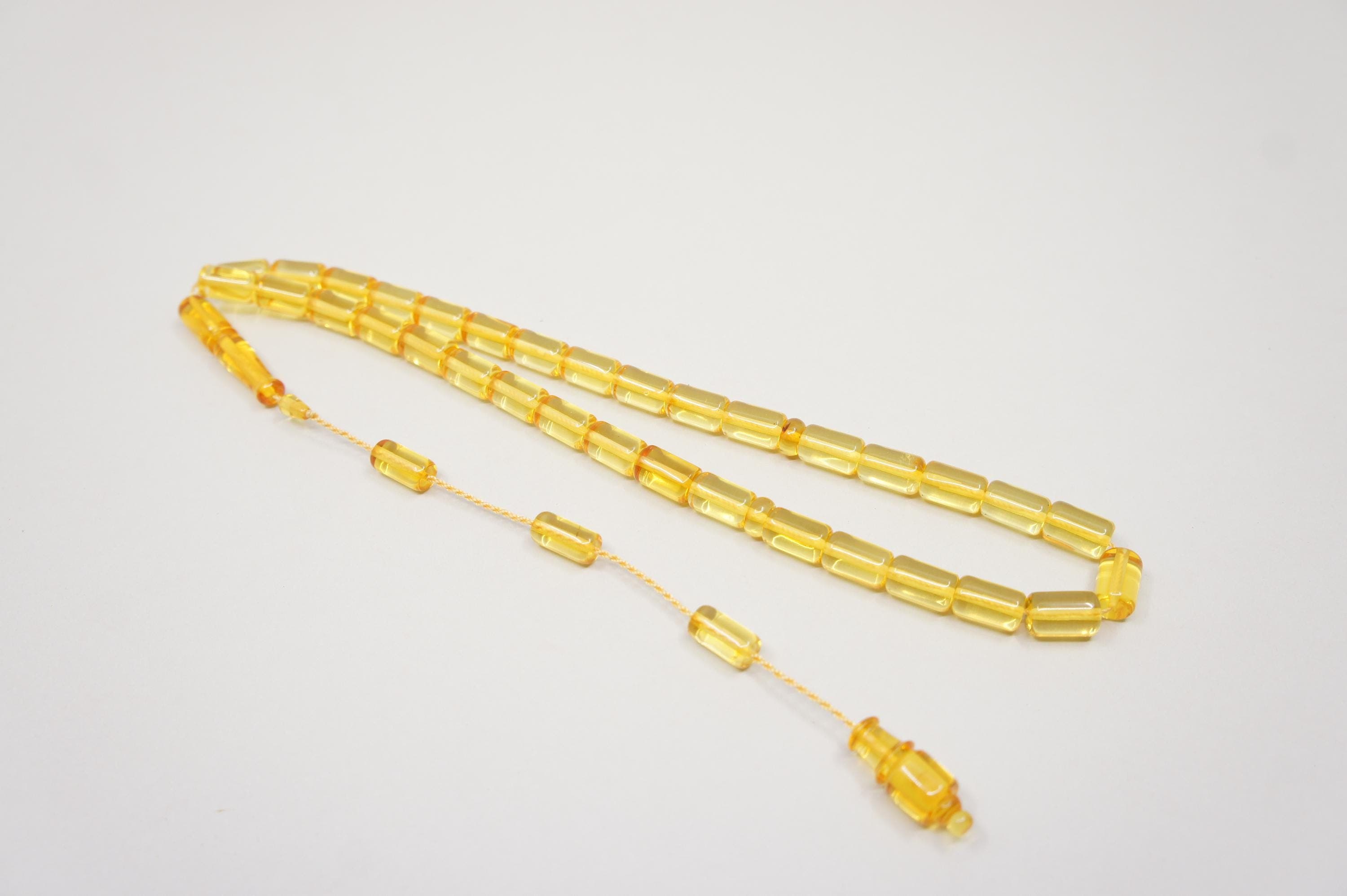 Islamic Baltic Amber Prayer 33 Capsule Beads: Handmade Muslim Tasbih Misbaha Rosary #2208 - image 5