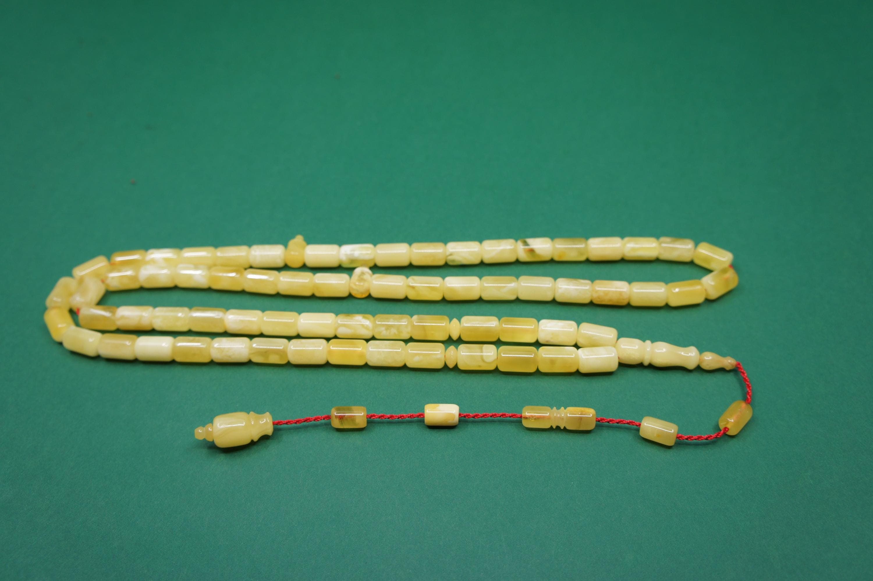 Islamic Natural Baltic Amber Prayer 66 Capsule Beads, Handmade, Muslim Tasbih Rosary #2302 - image 4