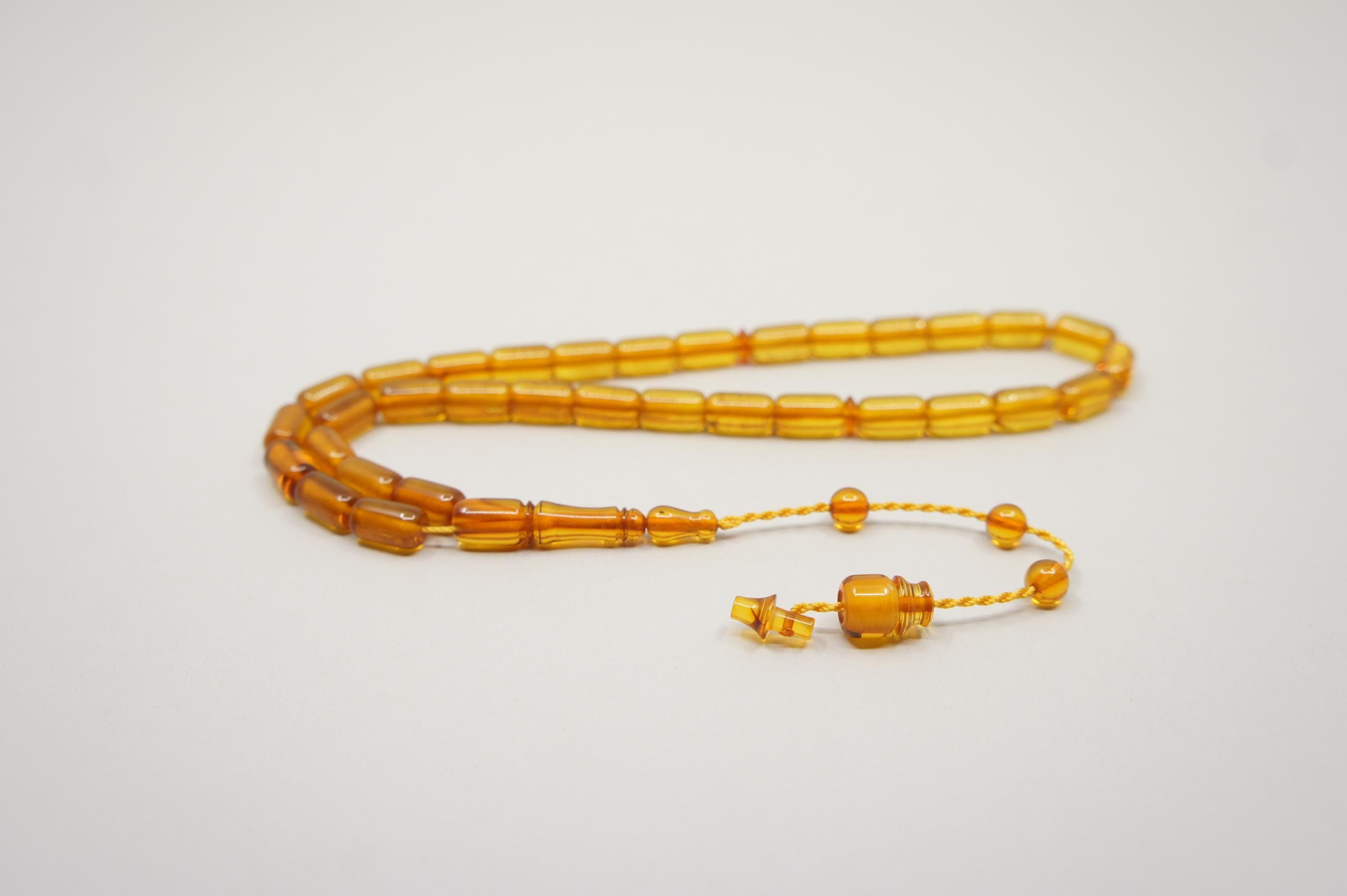 Islamic Natural Baltic Amber Prayer 33 Capsule Beads, Muslim Tasbih Misbaha Handmade Rosary #1838 - image 3