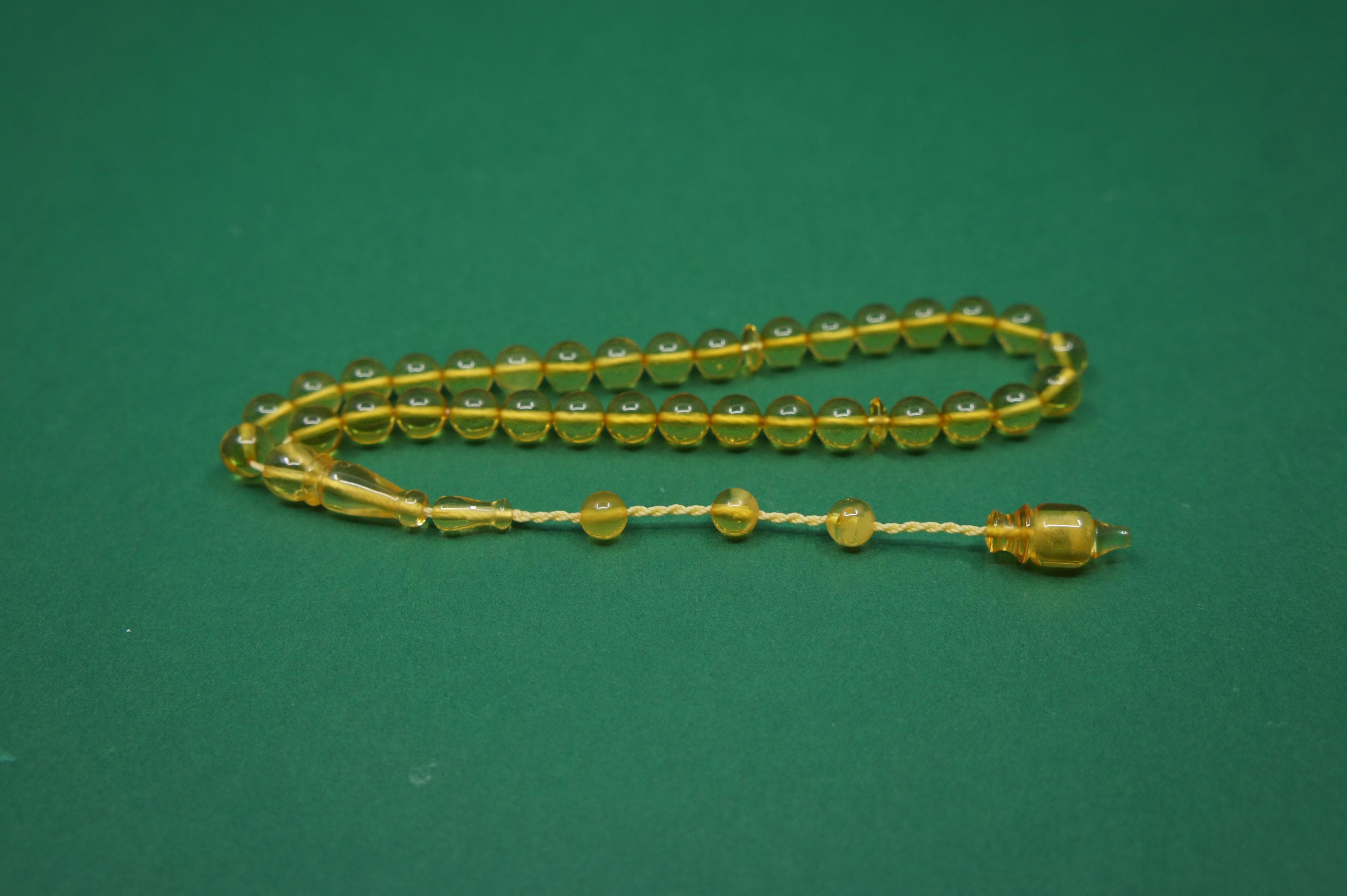 Islamic Natural Baltic Amber Prayer 33 Round Beads, Muslim Tasbih Misbaha, Handmade Rosary #2008 - image 4