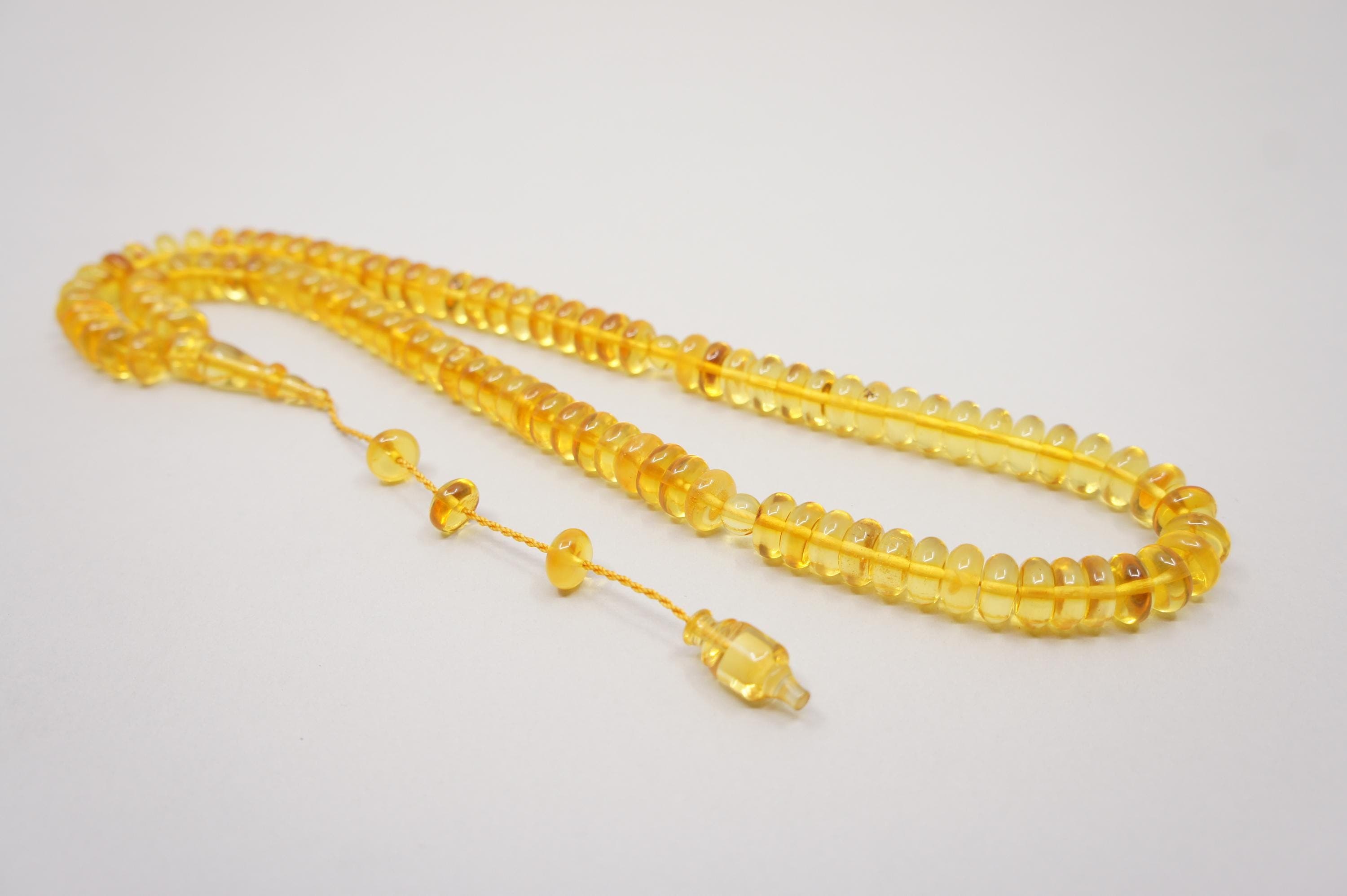 Islamic Baltic Amber Prayer 99 Spacer Shaped Beads, Muslim Tasbih Misbaha Handmade Rosary #2570 - image 5