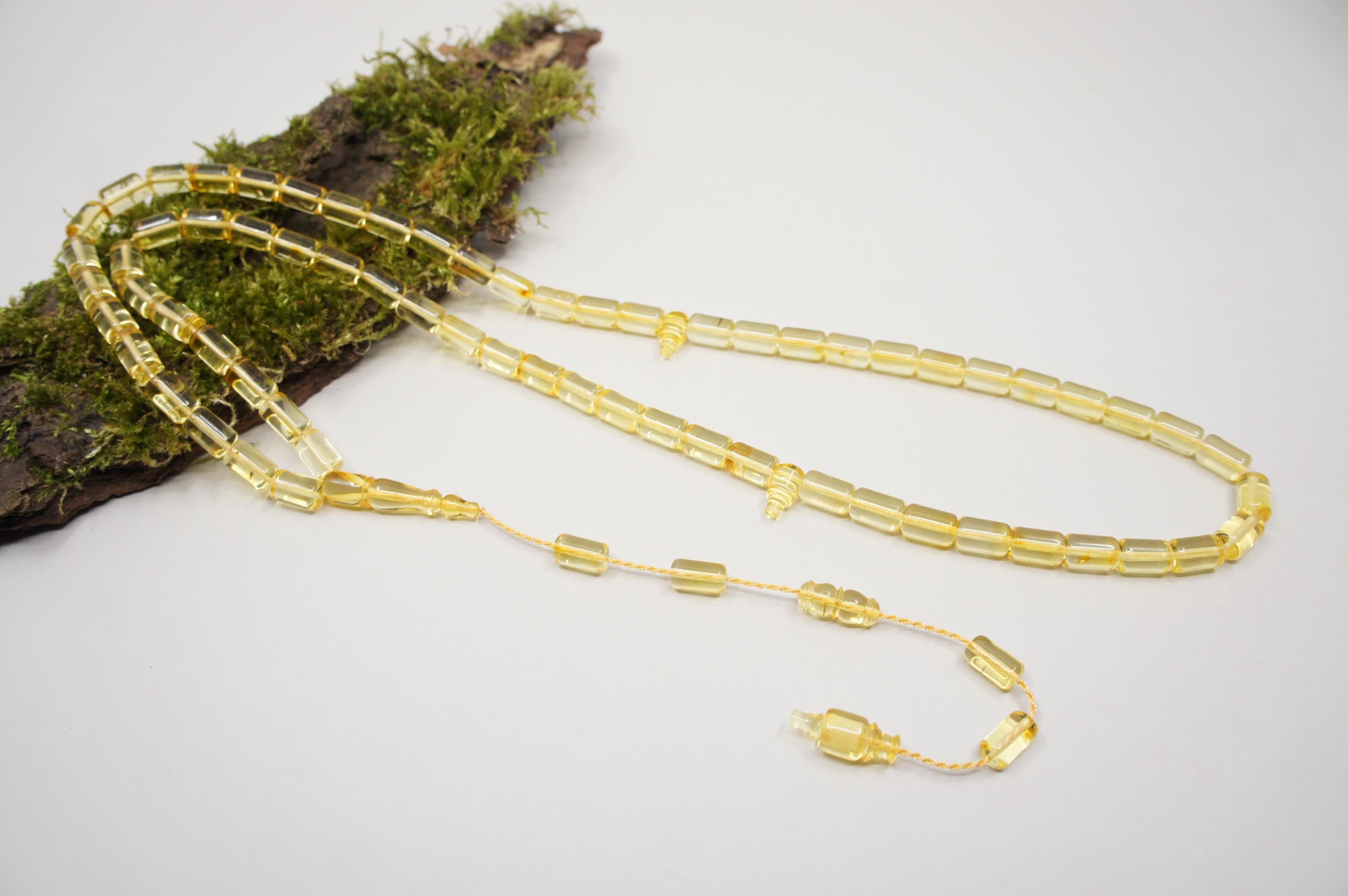 Islamic Baltic Amber Prayer 66 Capsule Beads,  Muslim Tasbih Misbaha Rosary, Handmade #2523 - image 4