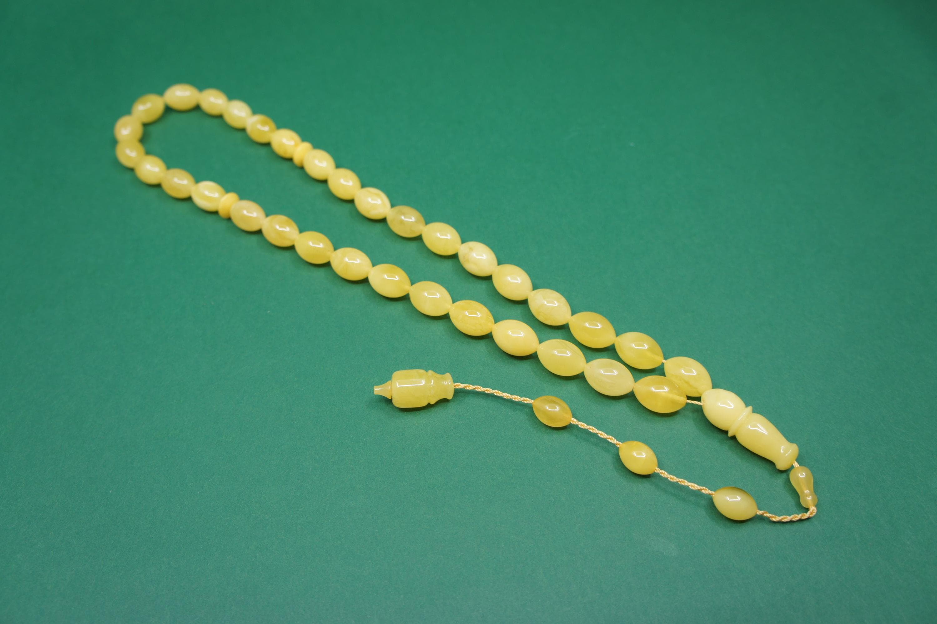 Baltic Amber Prayer 33 Olive Beads: Islamic Muslim Tasbih Misbaha Rosary, Handmade #2381 - image 5