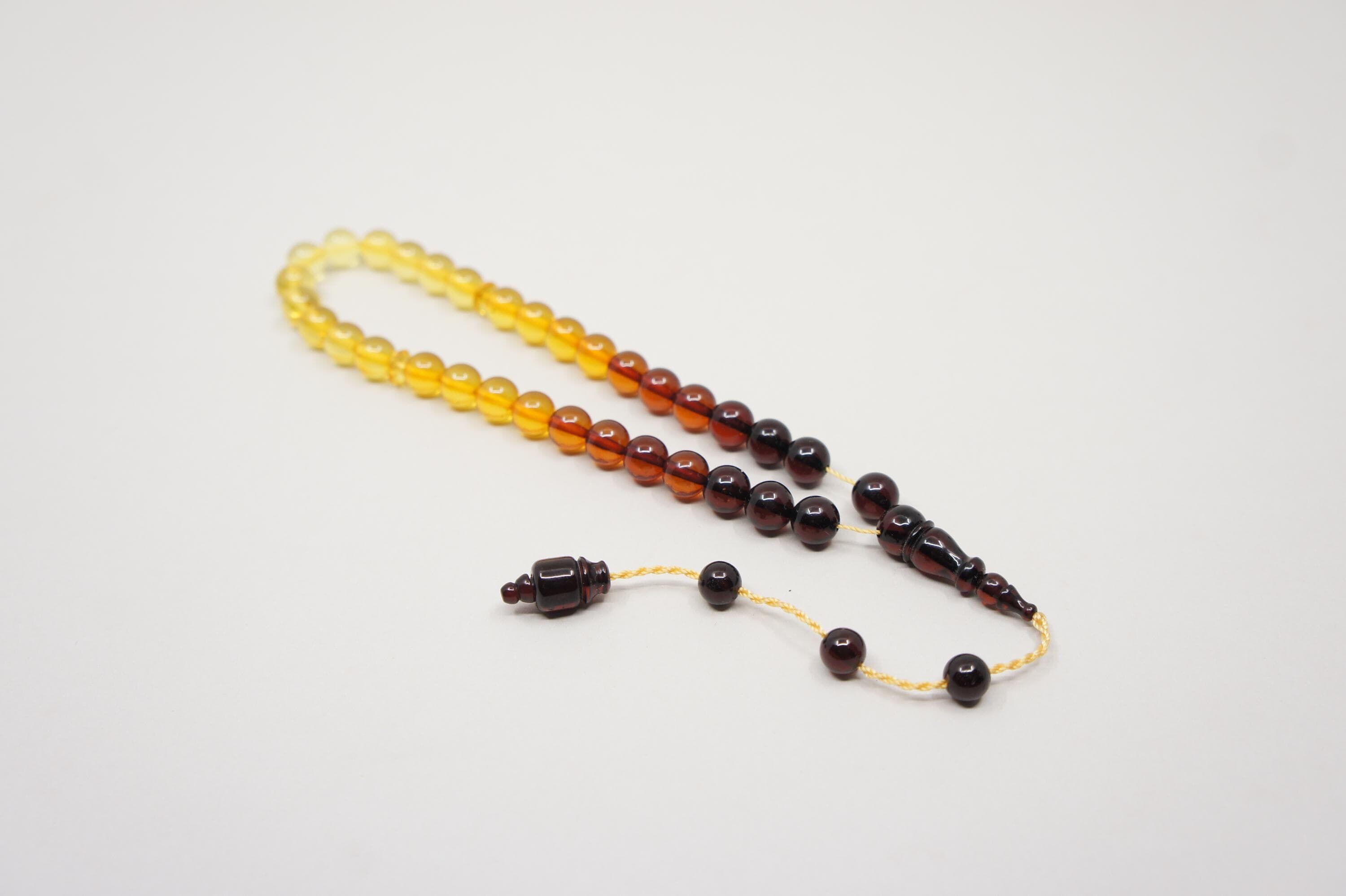 Islamic Natural Baltic Amber Prayer 33 Round Beads, Muslim Tasbih Misbaha, Handmade Rosary #2132 - image 4
