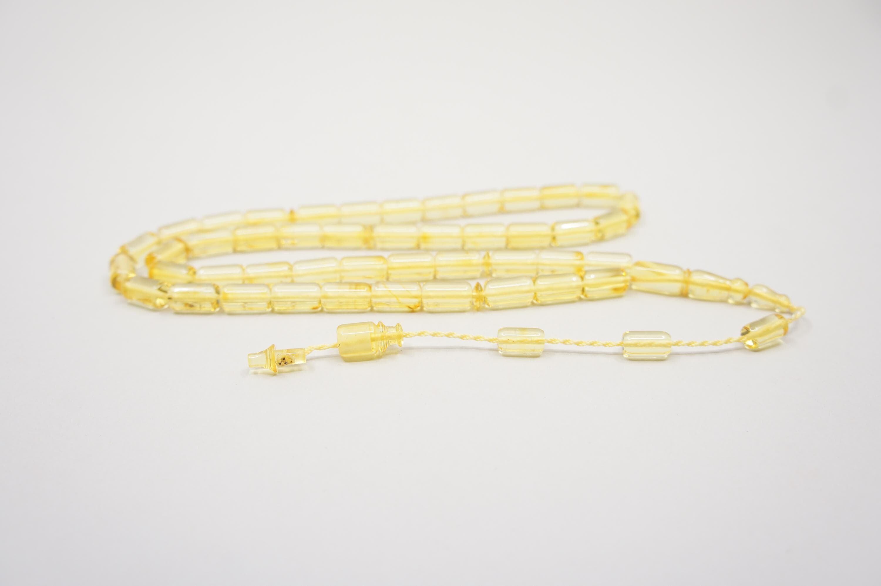Baltic Amber Islamic Prayer 45 Capsule Beads, Handmade Muslim Tasbih Misbaha Rosary #2420 - image 4