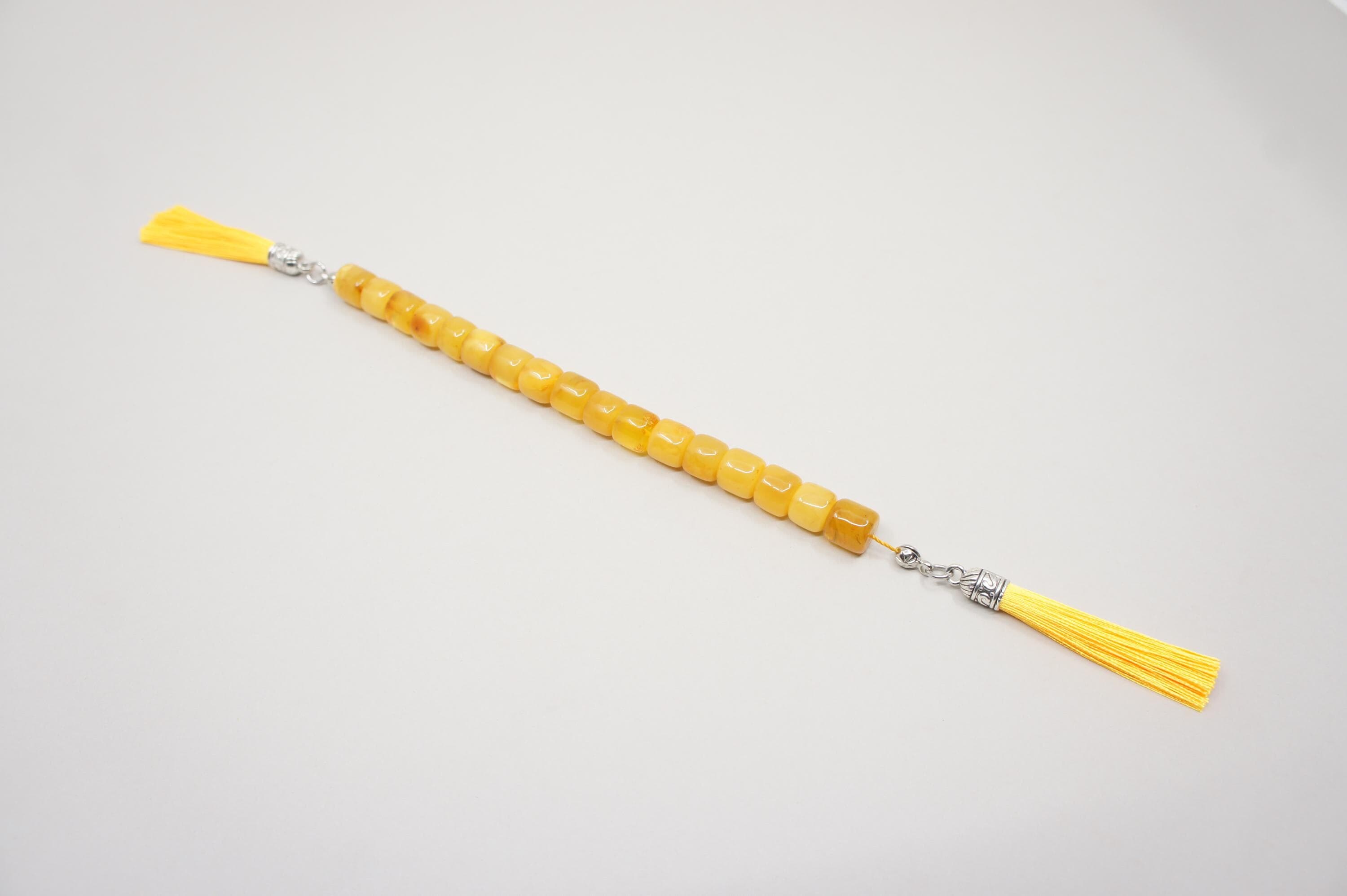 Baltic Amber Islamic Prayer 17 Barrel Beads, Muslim Tasbih Misbaha, Zaza Model Rosary #1833 - image 4