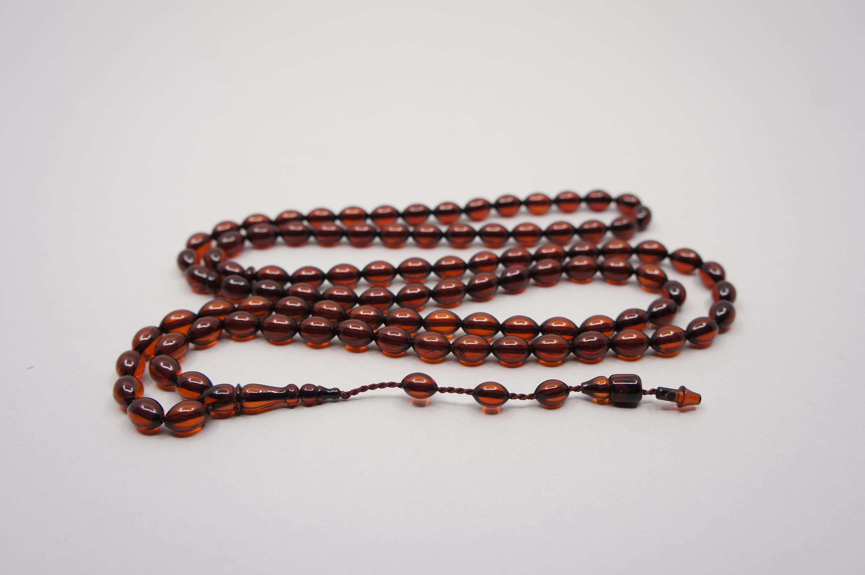 Islamic Baltic Amber Prayer 99 Olive Beads, Muslim Tasbih Misbaha, Handmade Rosary #2374 - image 3