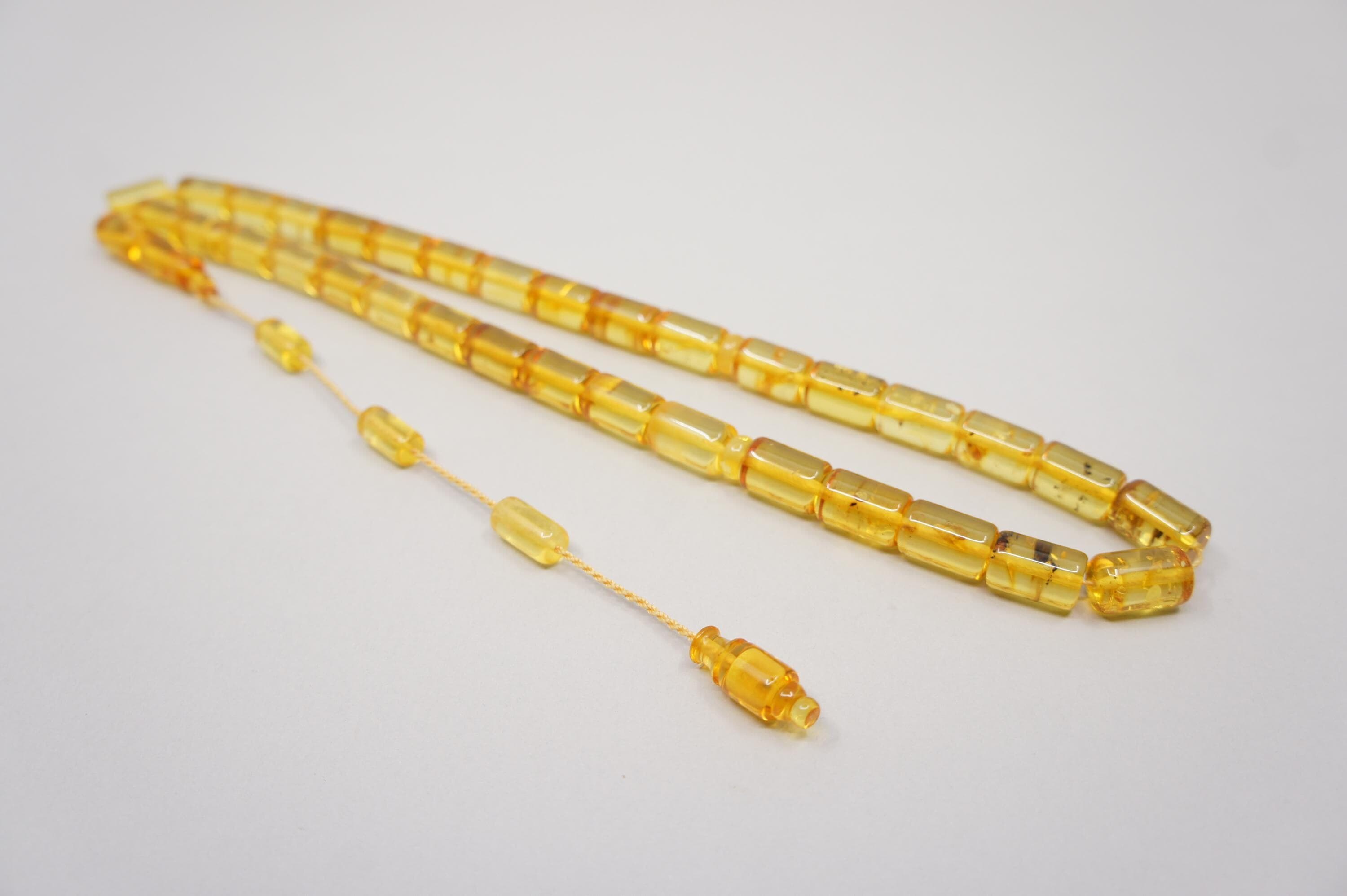 Islamic Natural Baltic Amber Prayer 33 Capsule Beads: Muslim Tasbih Misbaha Rosary, Handmade  #2264 - image 4