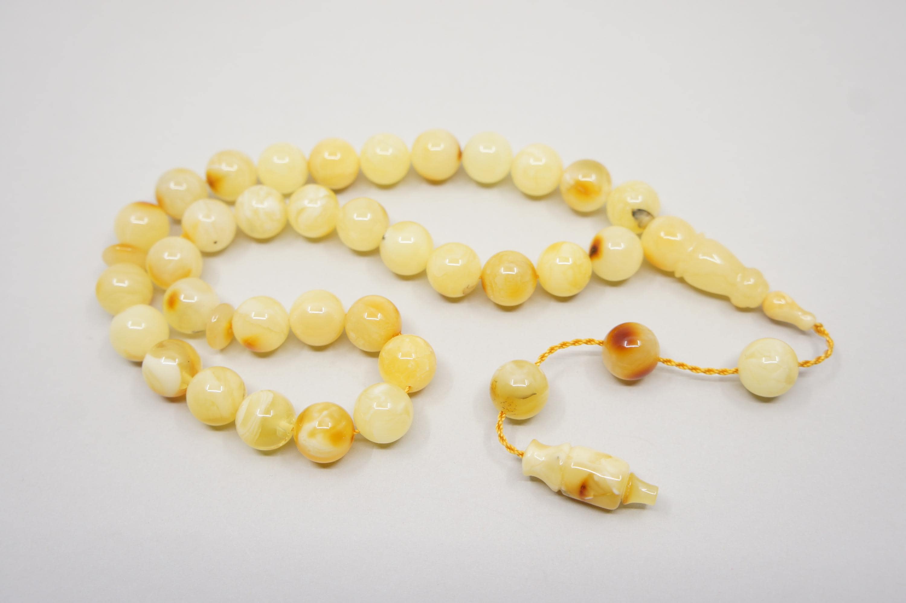 Islamic Natural Amber Prayer 33 Round Beads, Muslim Tasbih Misbaha Rosary, Handmade #1745 - image 4