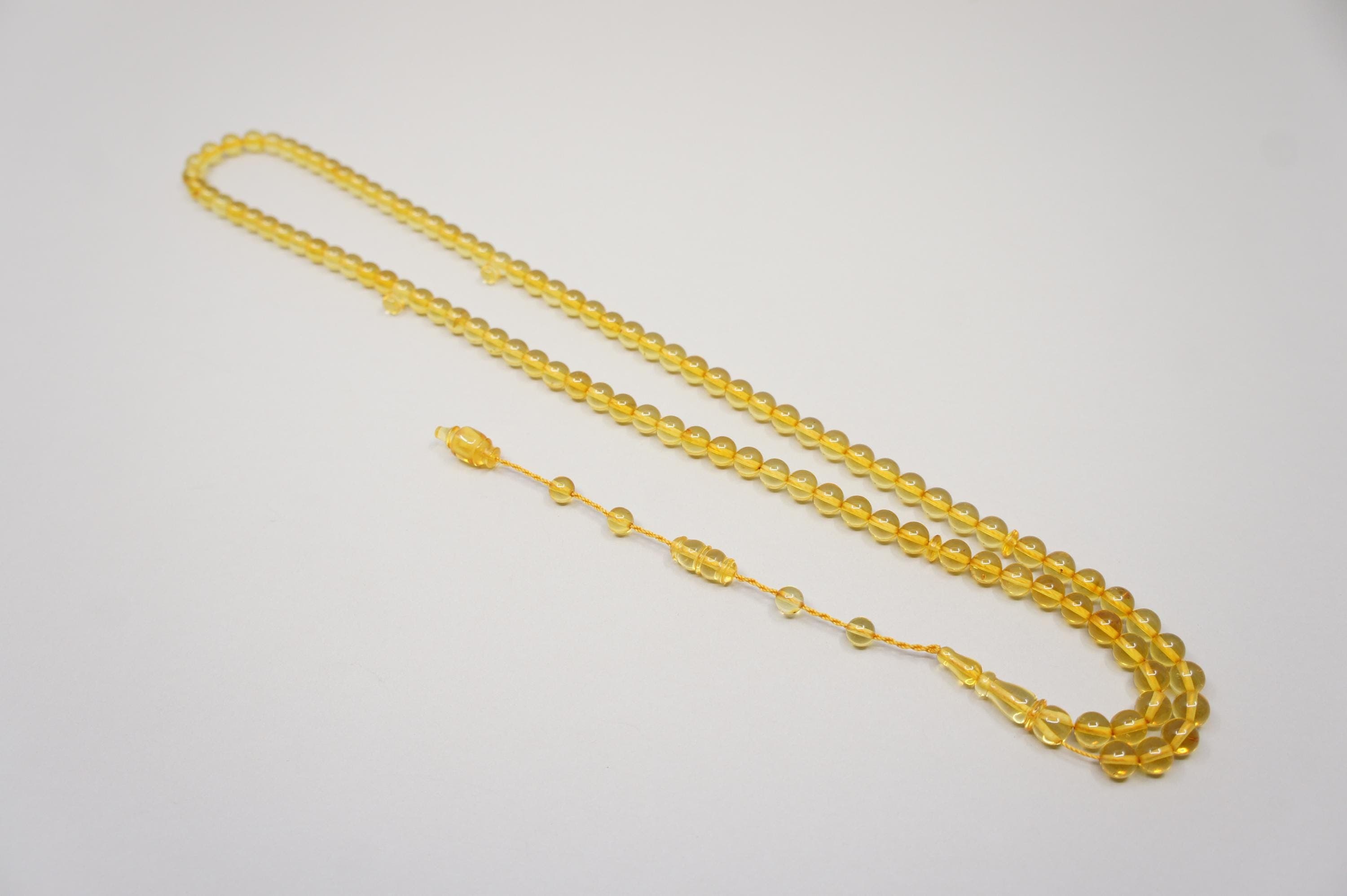 Baltic Amber Islamic Prayer 99 Round Beads: Handmade,  Muslim Tasbih Misbaha Rosary #2556 - image 3