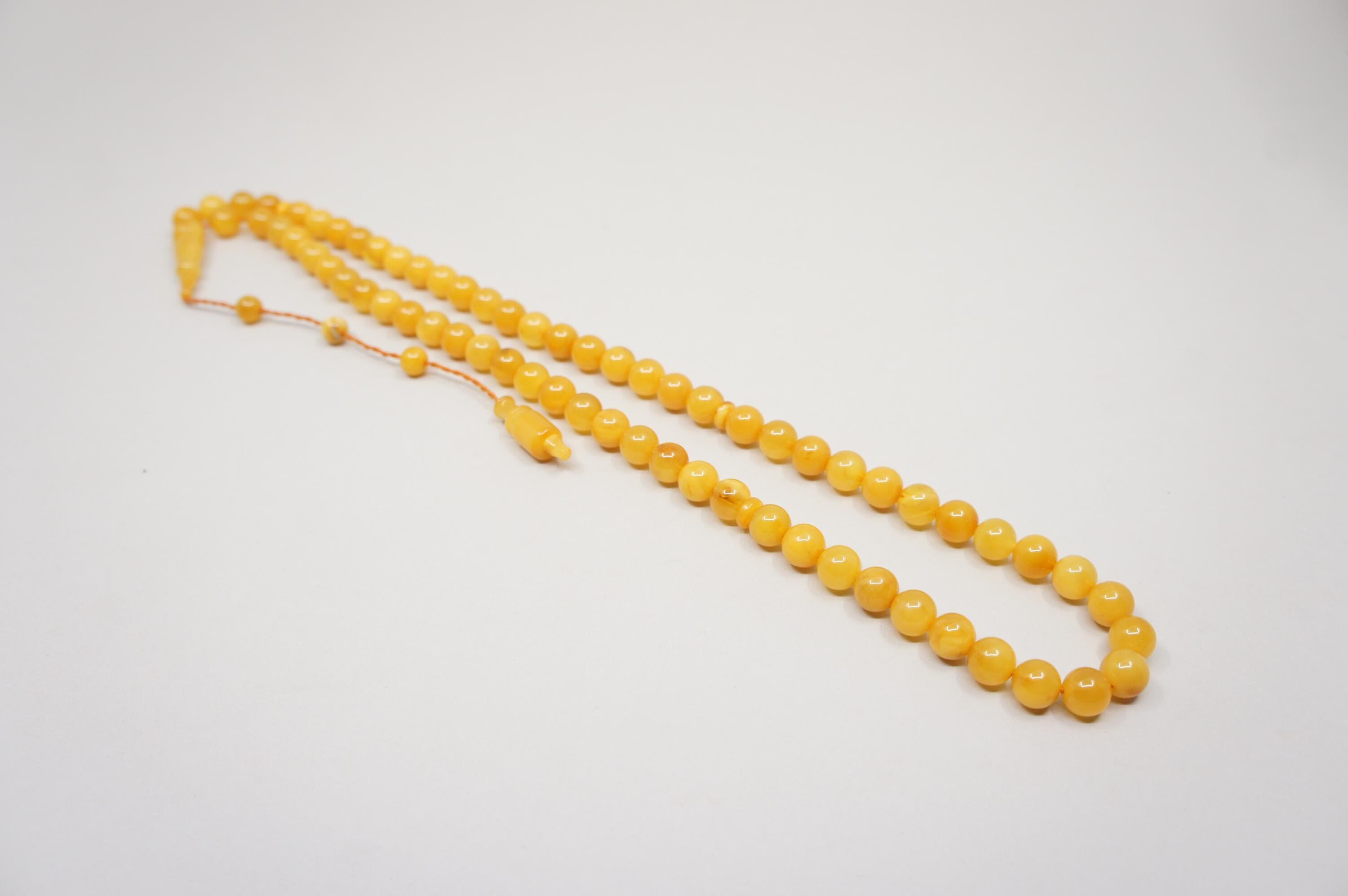 Islamic Natural Amber Prayer 66 Round Beads, Muslim Tasbih Misbaha, Handmade Prayer Rosary #1839 - image 5