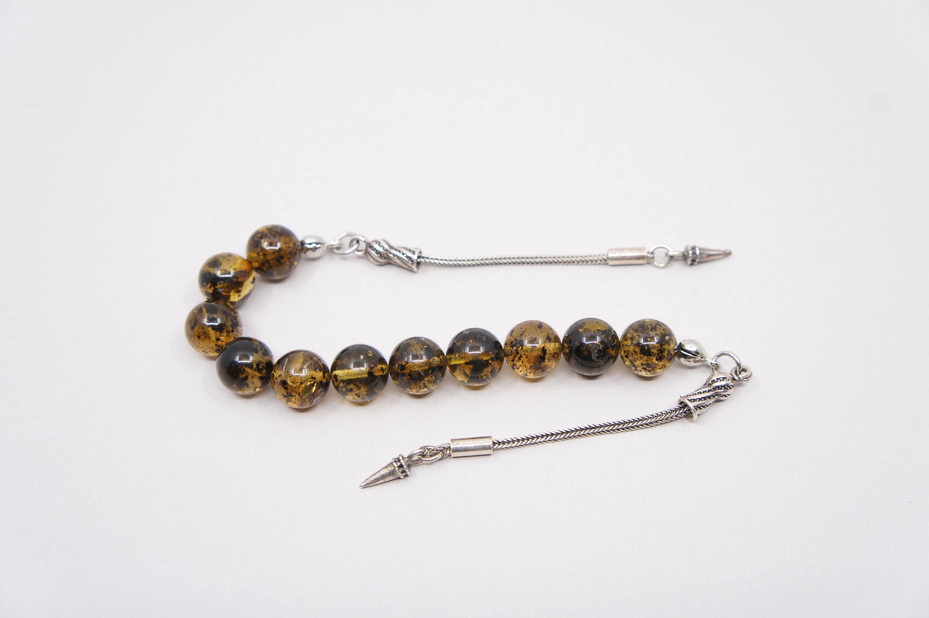 Islamic Natural Amber Prayer 11 Round Beads, Muslim Tasbih Misbaha, Zaza Model Rosary #1872 - image 3