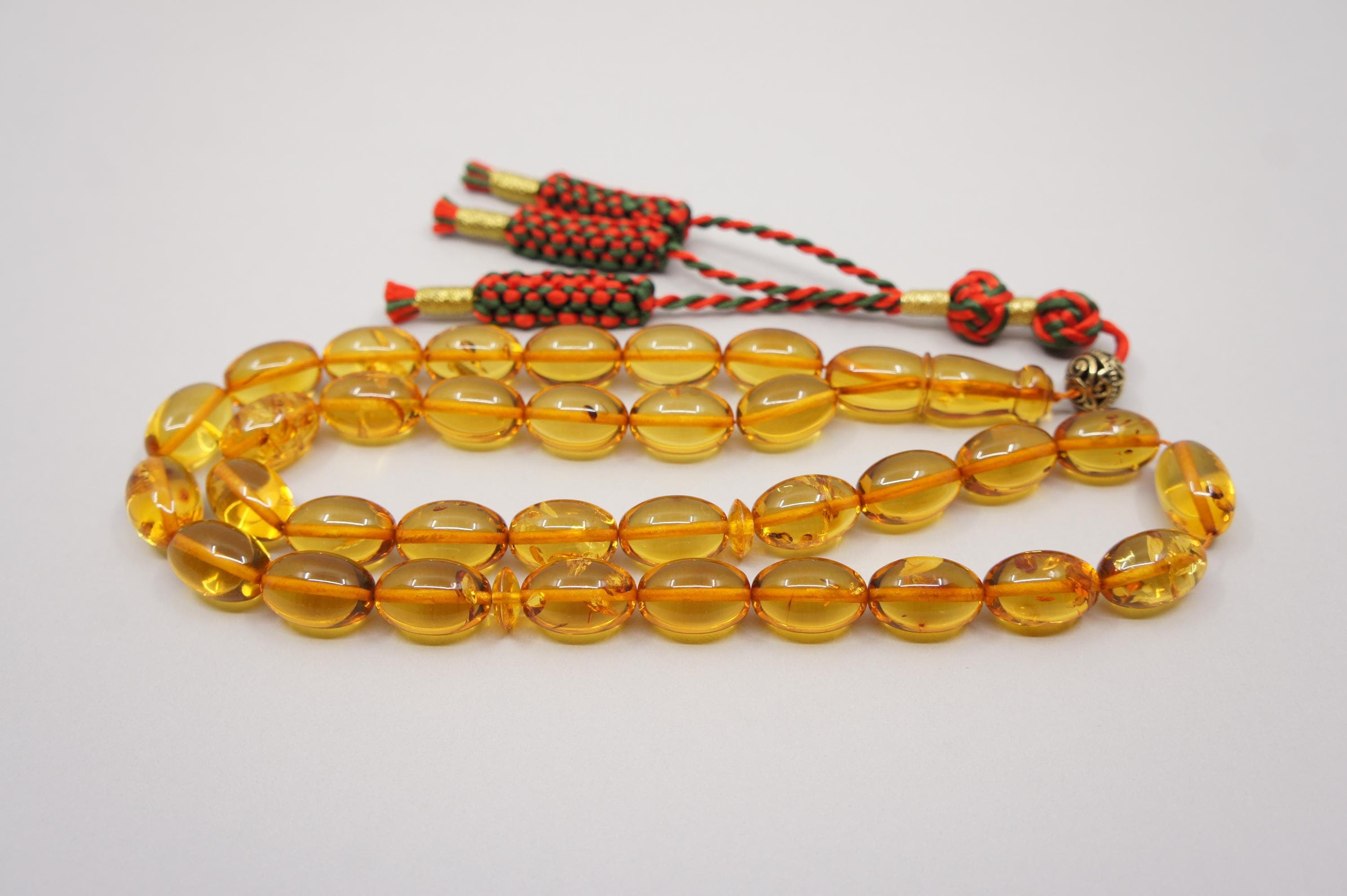 Islamic Natural Baltic Amber Prayer 33 Olive Beads, Muslim Tasbih Misbaha, Handmade Rosary #1991 - image 5