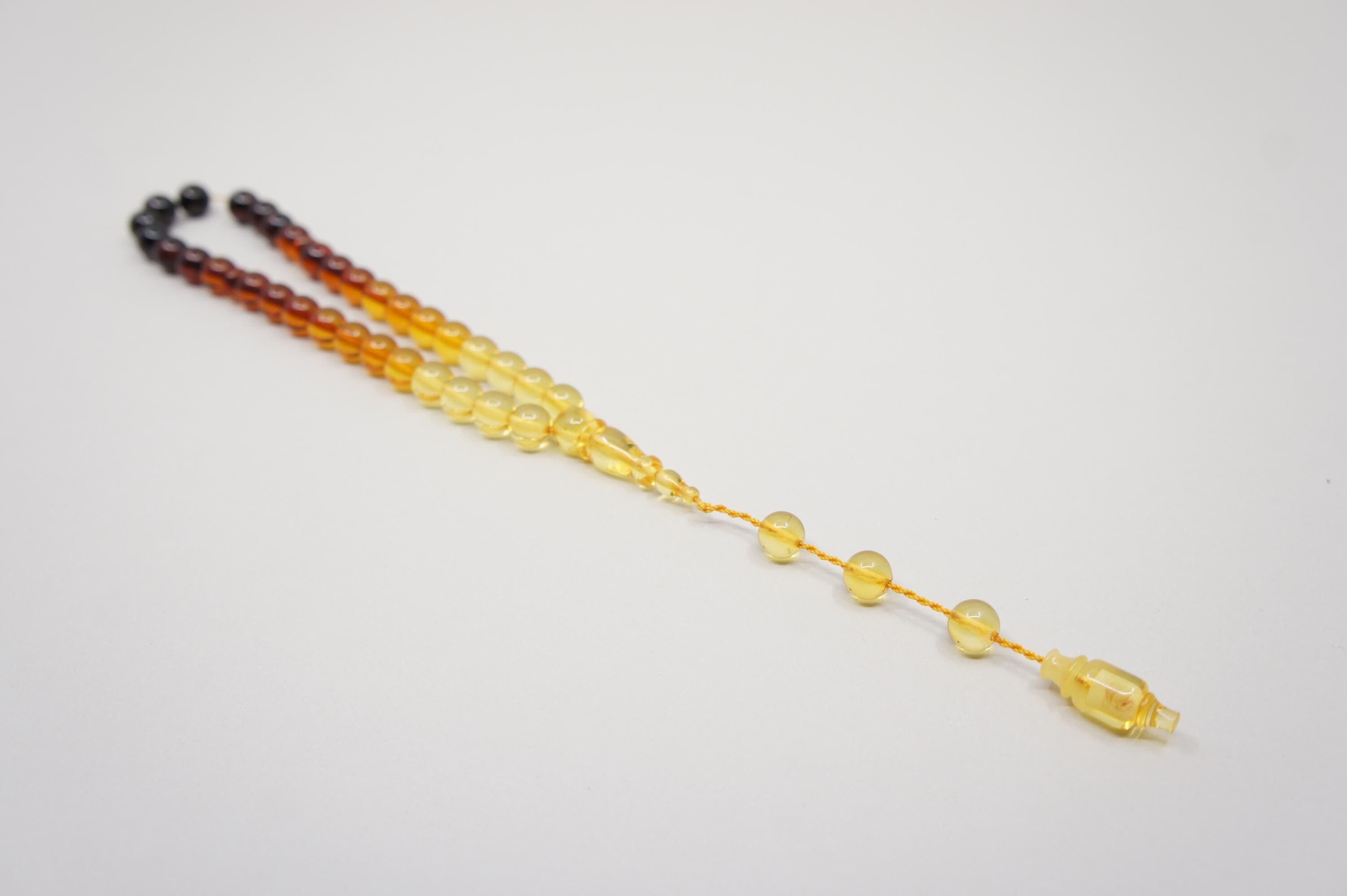 Islamic Natural Baltic Amber Prayer 33 Round Beads, Handmade, Muslim Tasbih Misbaha Rosary #2269 - image 5
