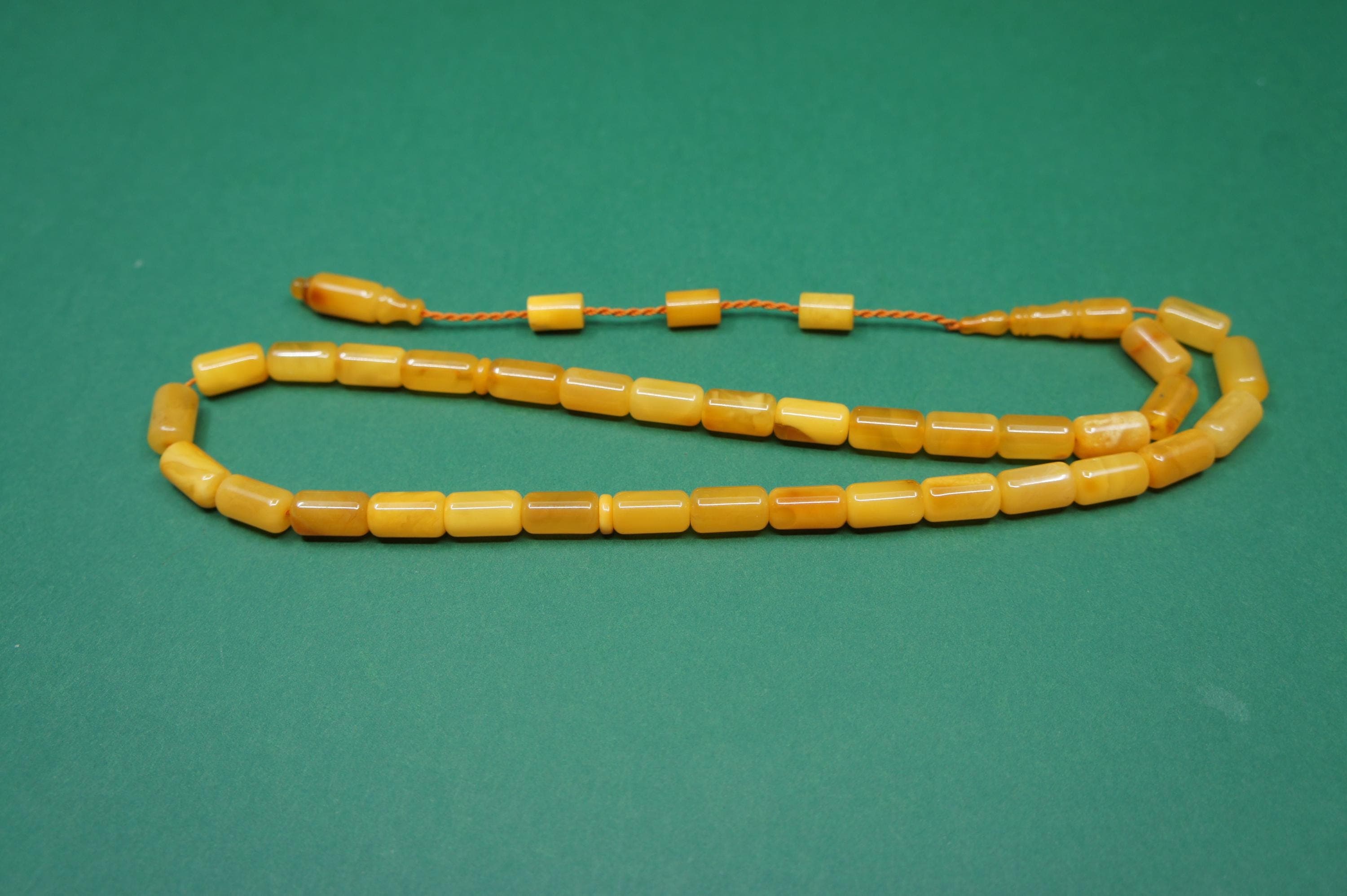 Natural Baltic Amber Islamic Prayer 33 Capsule Beads, Handmade, Muslim Misbaha Rosary #2043 - image 5
