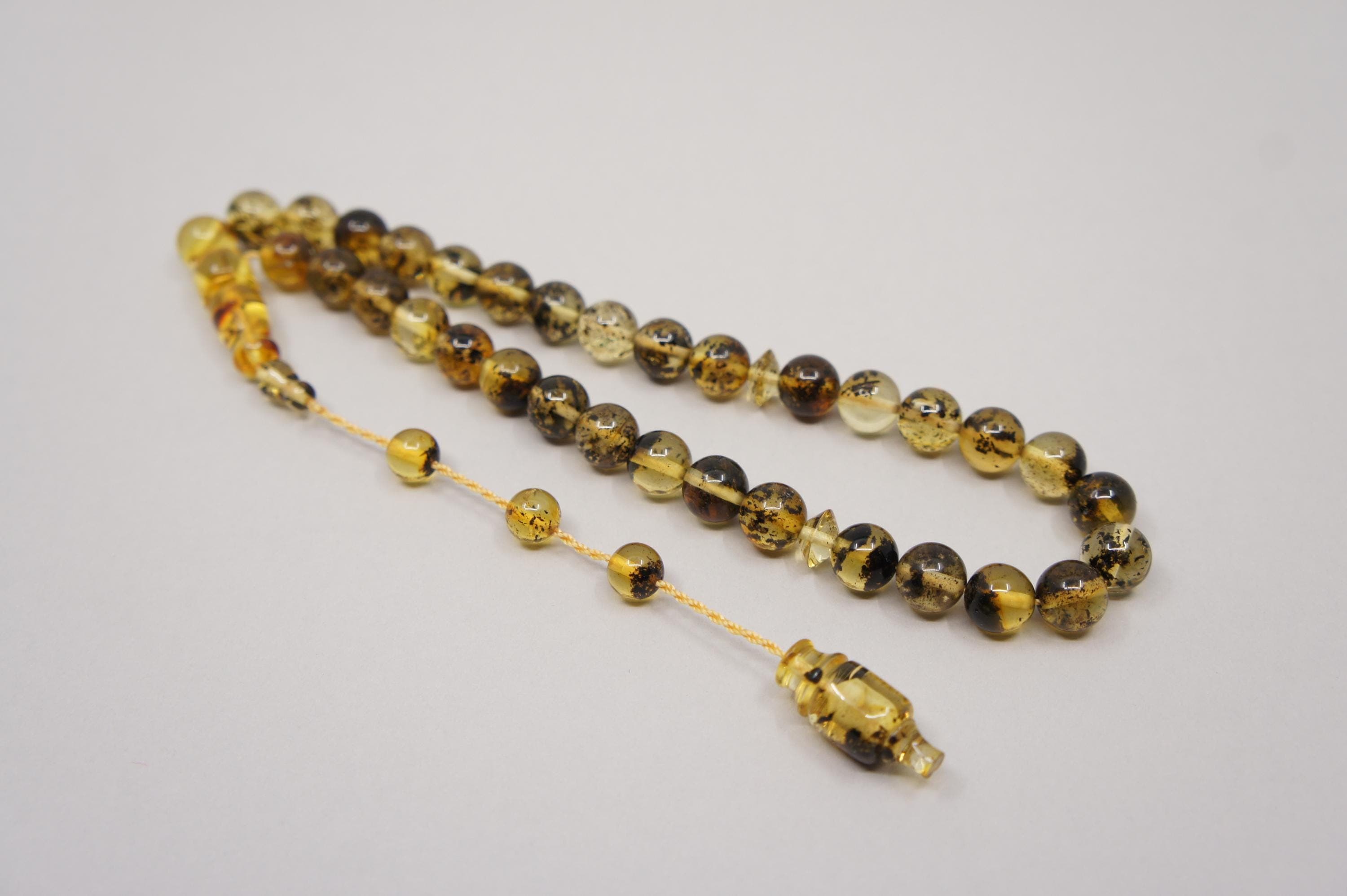 Islamic Natural Baltic Amber Prayer 33 Round Beads, Muslim Tasbih Misbaha, Handmade Rosary #1999 - image 4