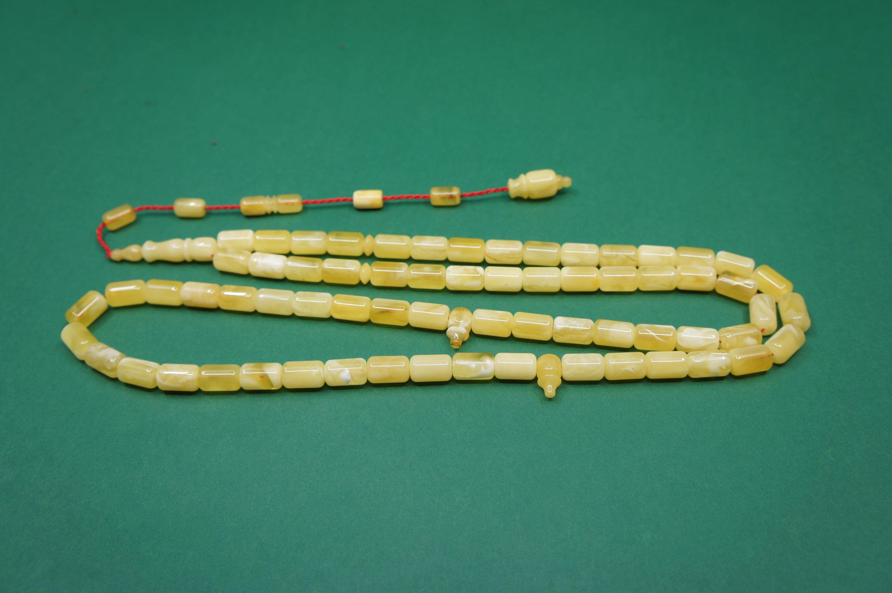 Islamic Natural Baltic Amber Prayer 66 Capsule Beads, Handmade, Muslim Tasbih Rosary #2302 - image 5
