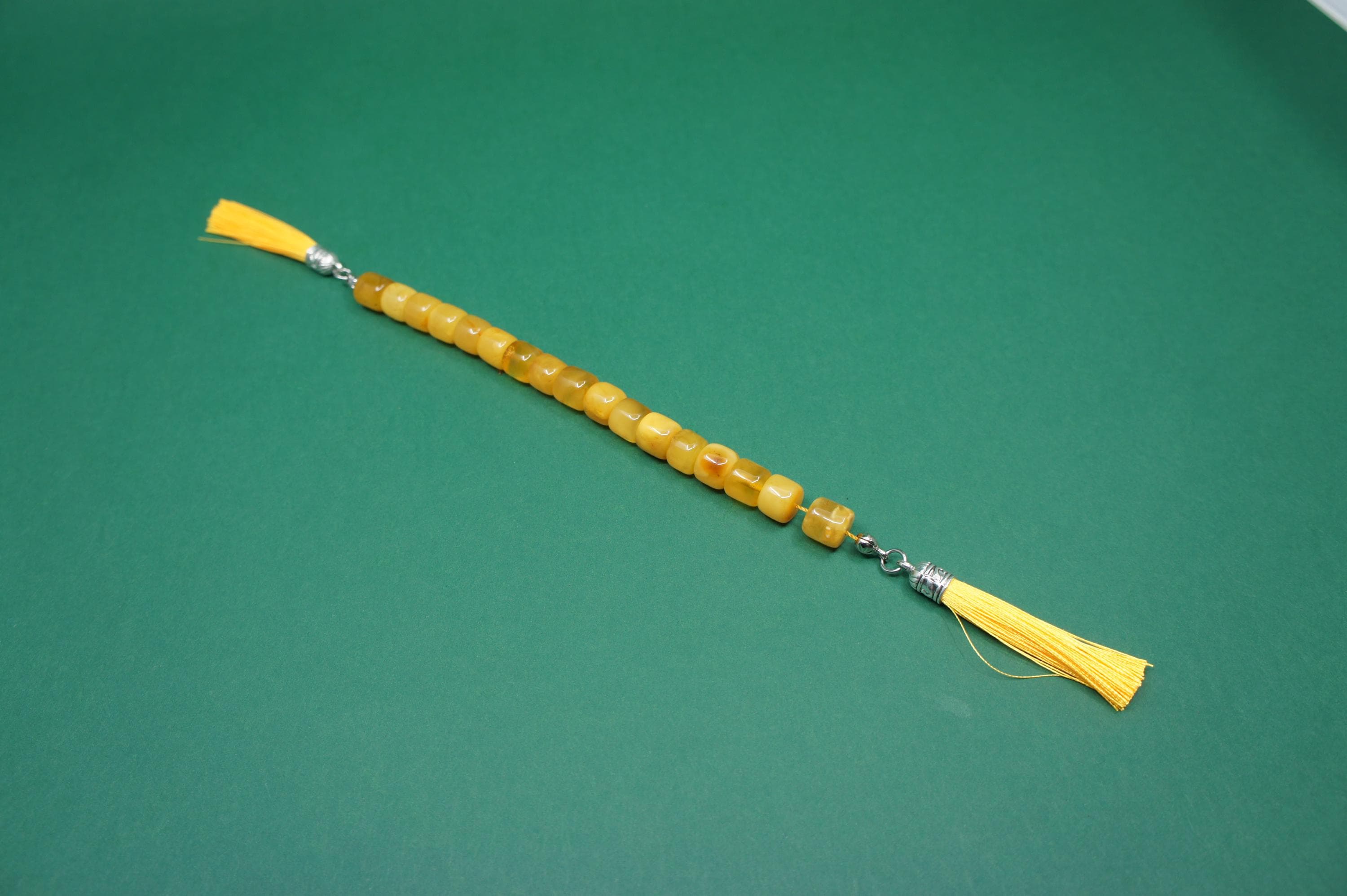 Baltic Amber Islamic Prayer 17 Barrel Beads, Muslim Tasbih Misbaha, Zaza Model Rosary #1833 - image 5