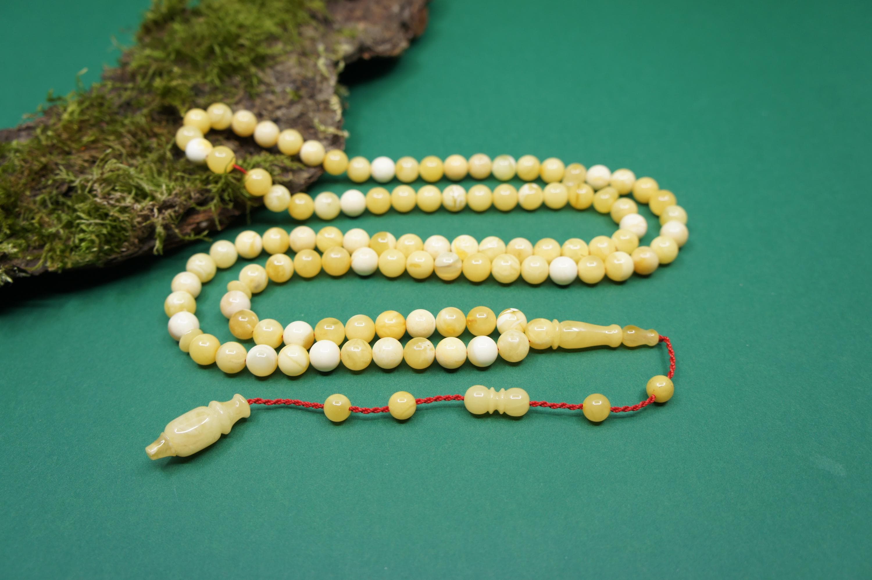 Islamic Natural Baltic Amber Prayer 99 Round Beads, Handmade, Muslim Tasbih Misbaha Rosary #2053
