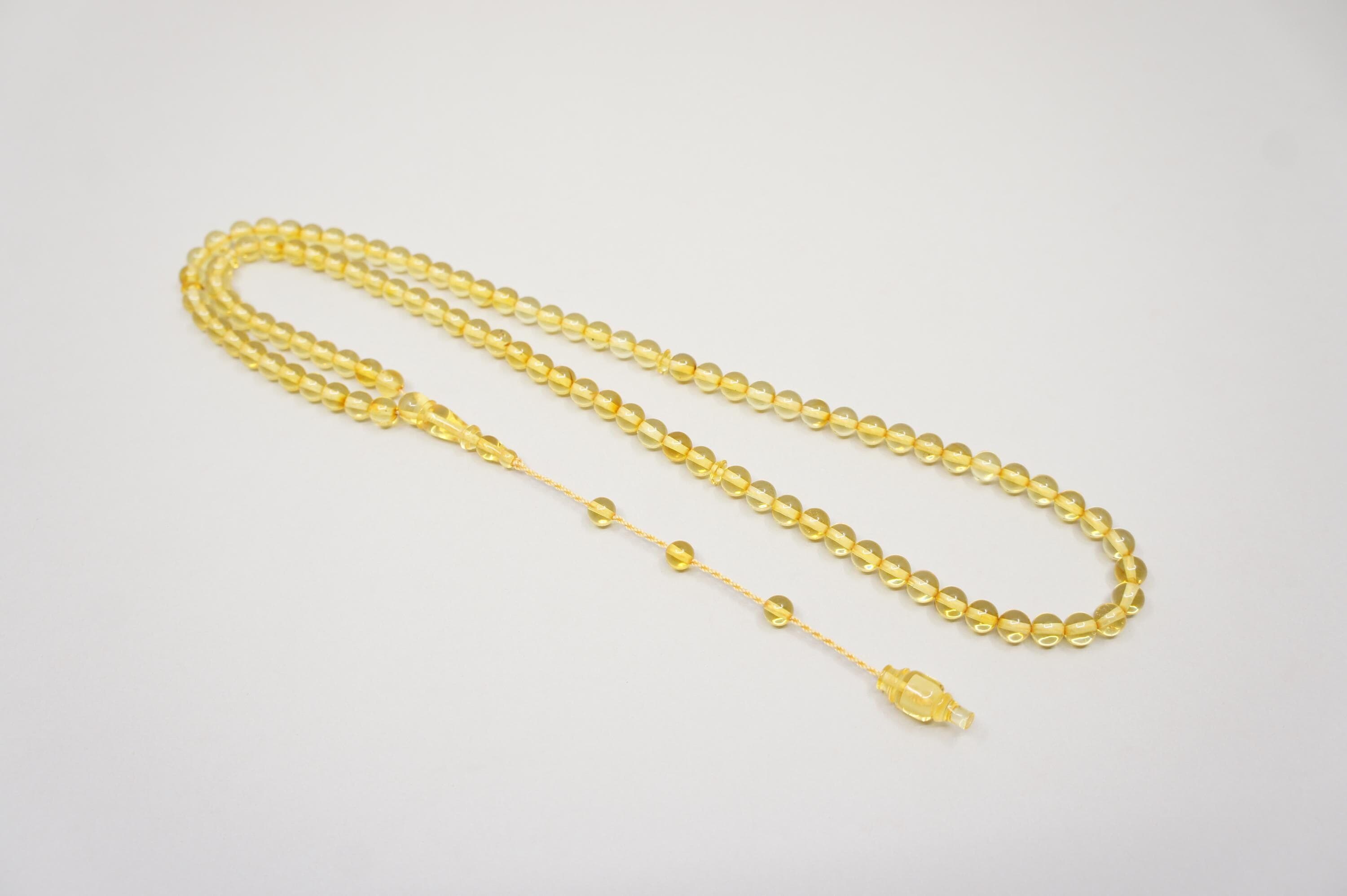 Islamic Natural Baltic Amber Prayer 33 Round Beads:  Muslim Tasbih Misbaha, Handmade Rosary #1992 - image 5