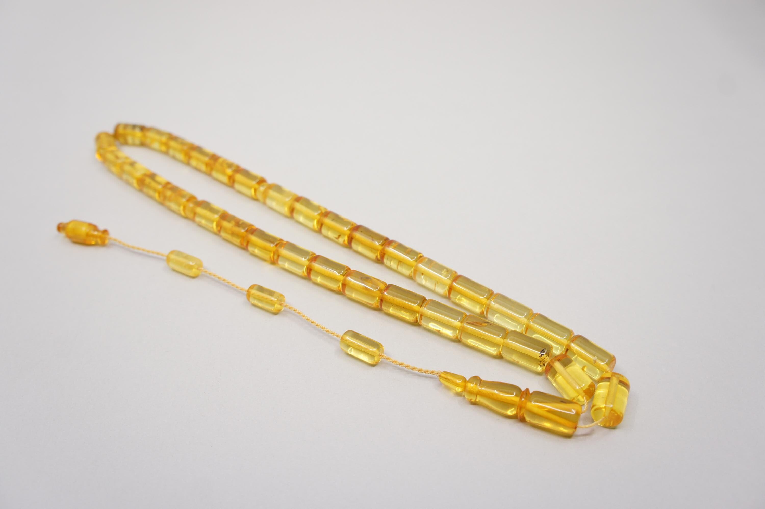 Islamic Natural Baltic Amber Prayer 33 Capsule Beads: Muslim Tasbih Misbaha Rosary, Handmade  #2264 - image 5