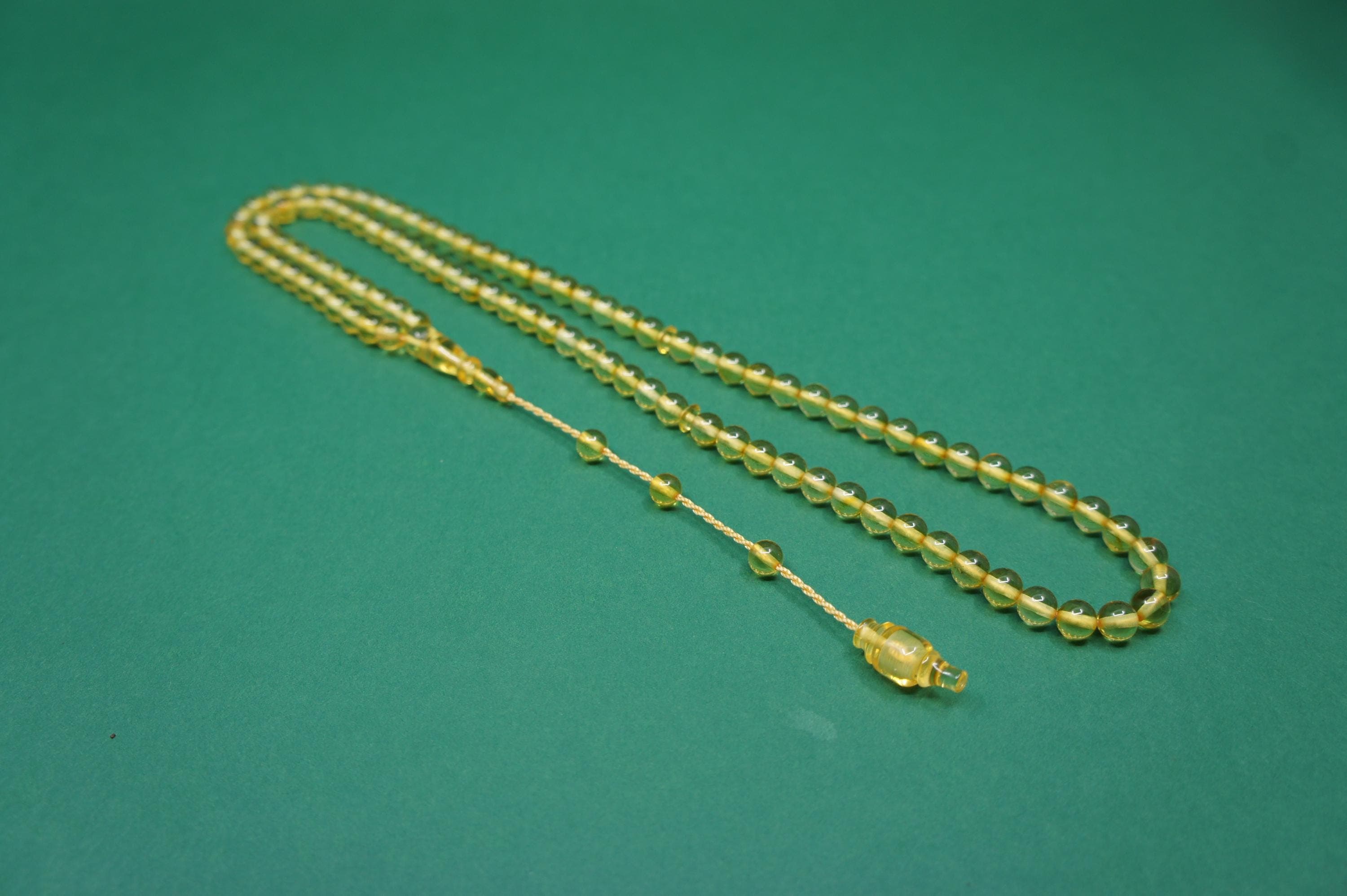 Islamic Natural Baltic Amber Prayer 33 Round Beads:  Muslim Tasbih Misbaha, Handmade Rosary #1992 - image 4