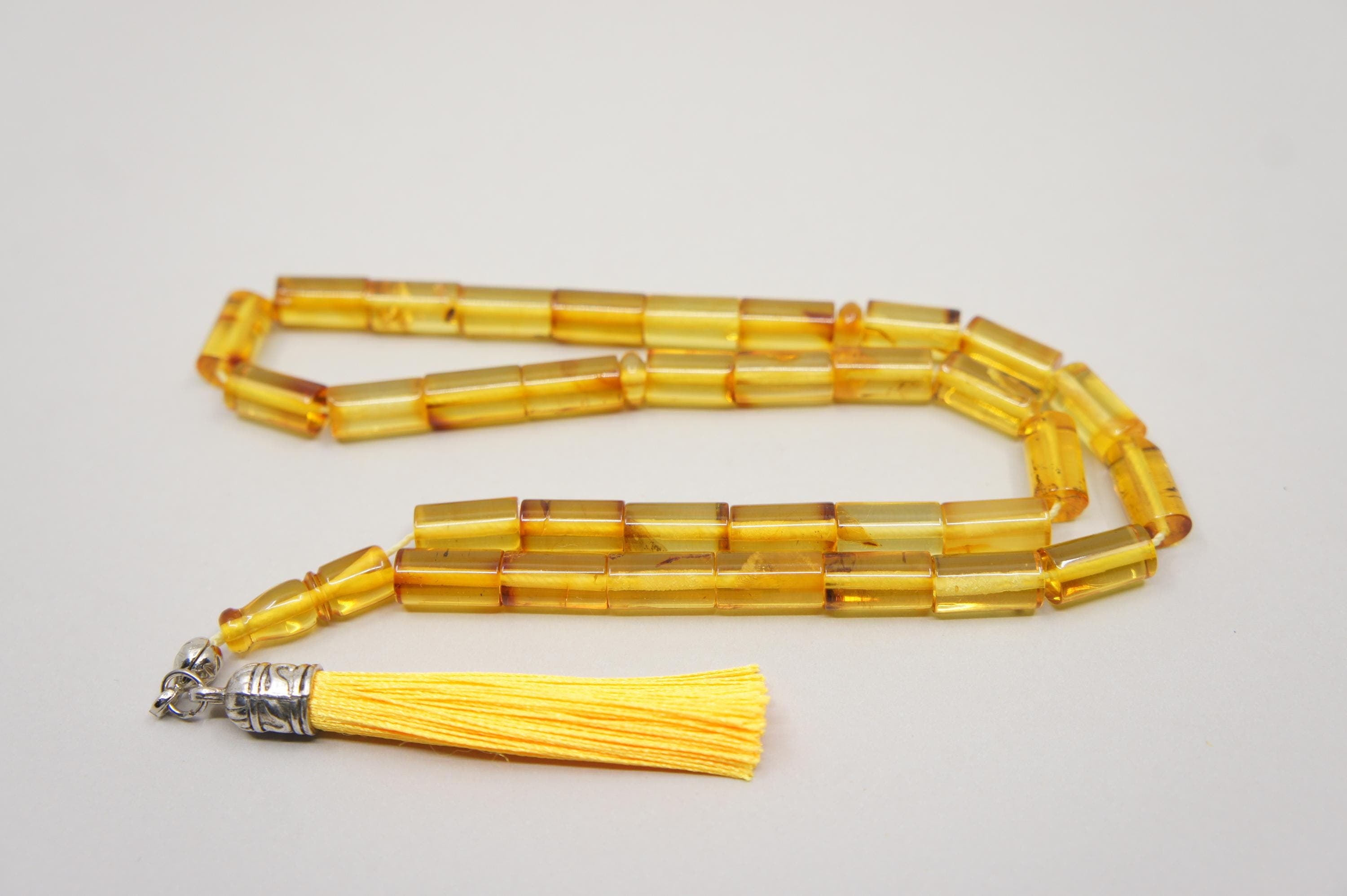 Islamic Natural Baltic Amber Prayer 33 Capsule Beads, Handmade, Muslim Tasbih Misbaha Rosary #2172 - image 3
