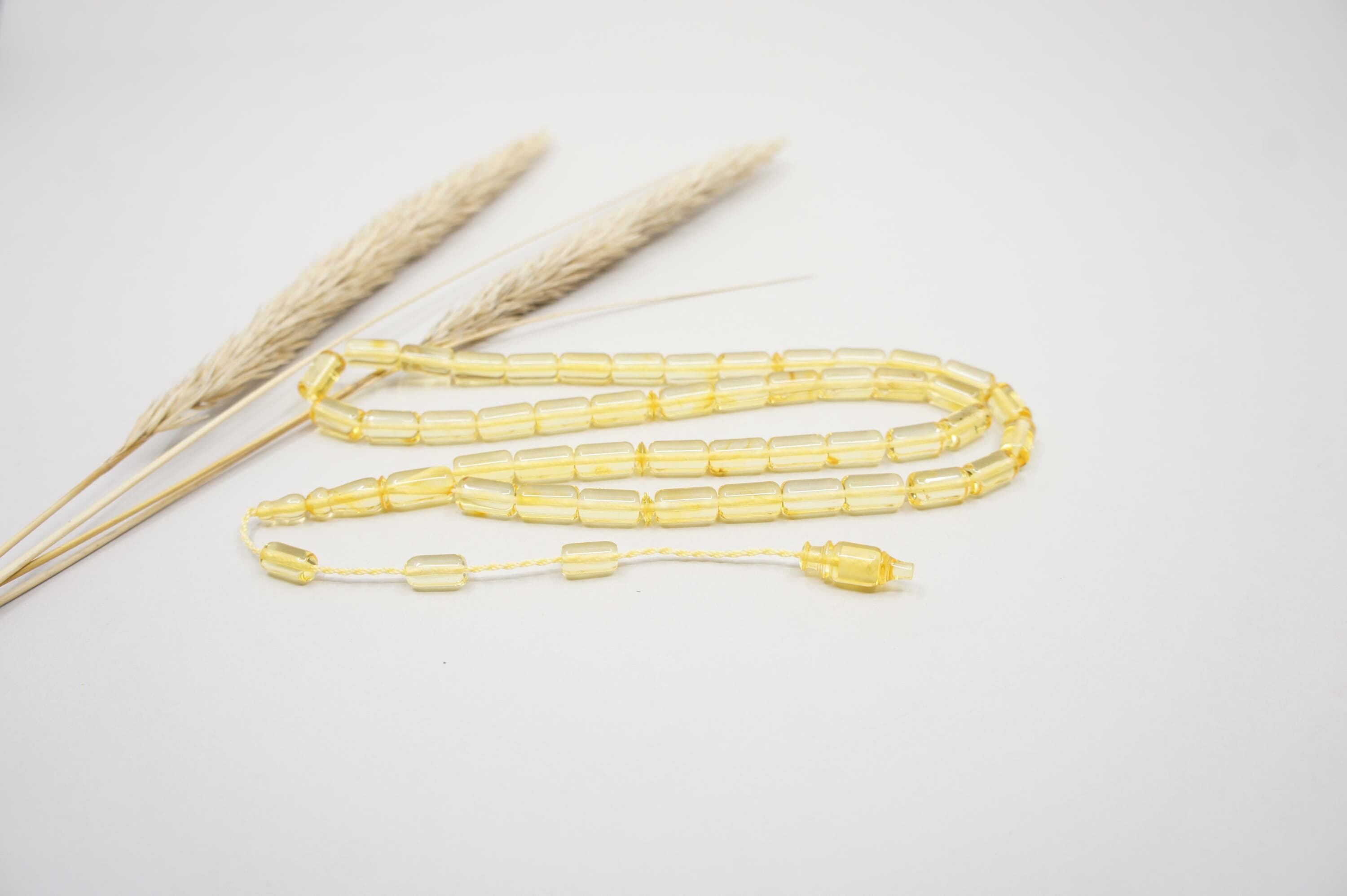 Baltic Amber Islamic Prayer 45 Capsule Beads, Handmade Muslim Tasbih Misbaha Rosary #2420 - image 3