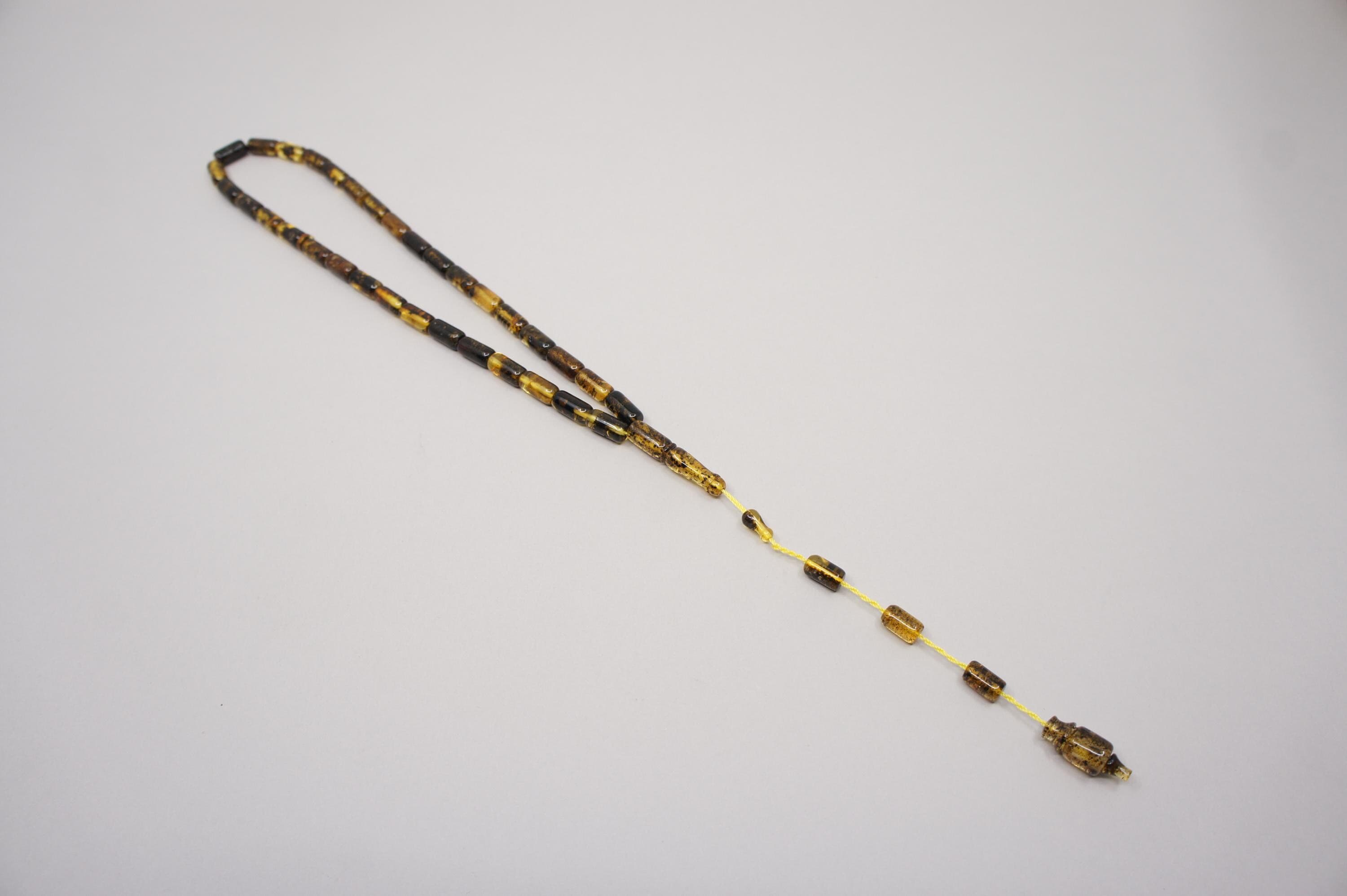 Islamic Baltic Amber Prayer 33 Inclusion Capsule Beads, Muslim Tasbih Misbaha Rosary, Handmade #2590 - image 5