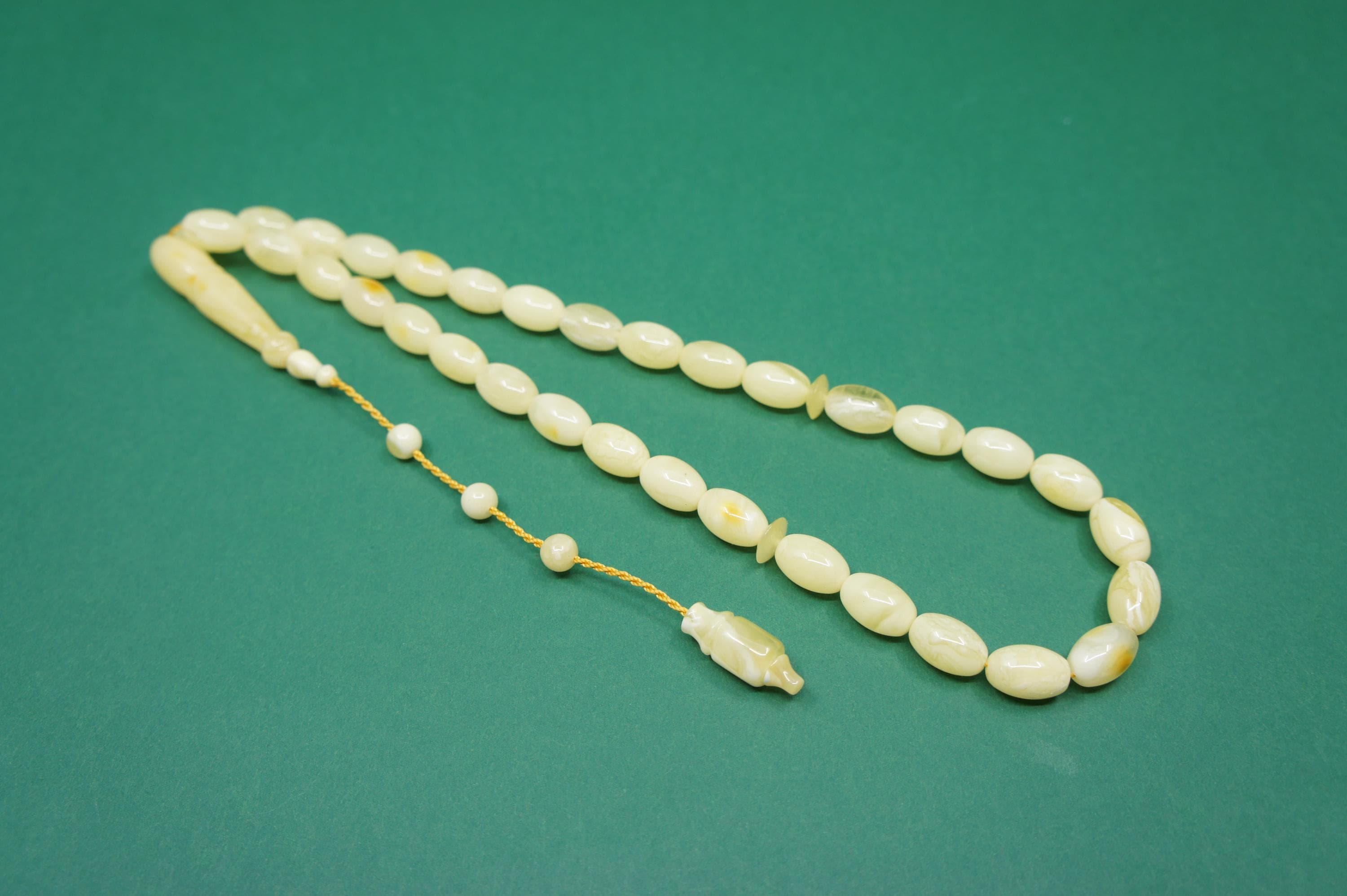 Handmade Baltic Amber Prayer 33 Barrel Beads, Islamic Muslim Tasbih Misbaha Rosary #2344 - image 5