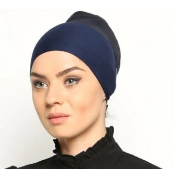 Dark Blue underscarf, No Slip Headband- All In One Hat- Great under tichel,head scarves, chemo,head coverings, hijab headpiece bun