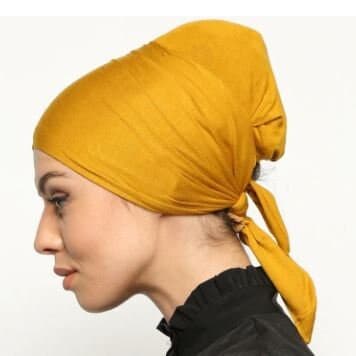 Mustard Underscarf & No Slip Headband-All In One Hat-Great under tichel,head scarves, chemo,head coverings , hijab,  headpiece - image 3