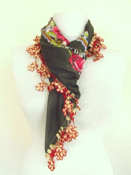 Green scarves - Square scarves -Turkish Oya  Scarf..wedding gift -asuhan-woman scarf-cotton scarf - image 4