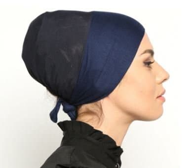 Dark Blue underscarf, No Slip Headband- All In One Hat- Great under tichel,head scarves, chemo,head coverings, hijab headpiece bun - image 4