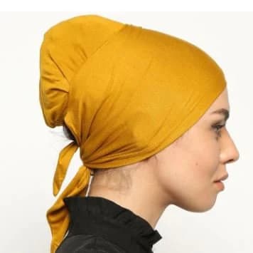 Mustard Underscarf & No Slip Headband-All In One Hat-Great under tichel,head scarves, chemo,head coverings , hijab,  headpiece - image 4