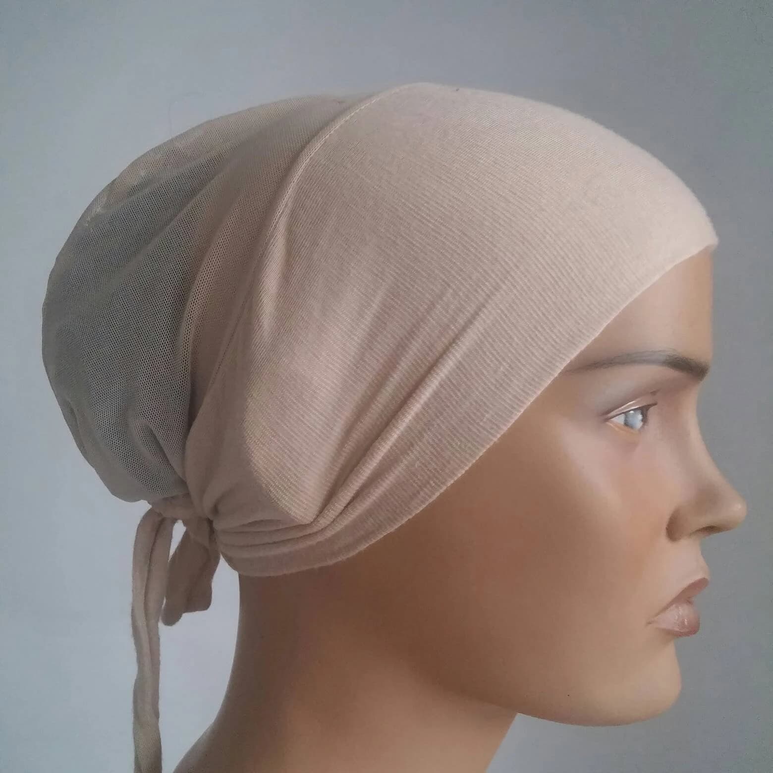 Dark Blue underscarf, No Slip Headband- All In One Hat- Great under tichel,head scarves, chemo,head coverings, hijab headpiece bun - image 5