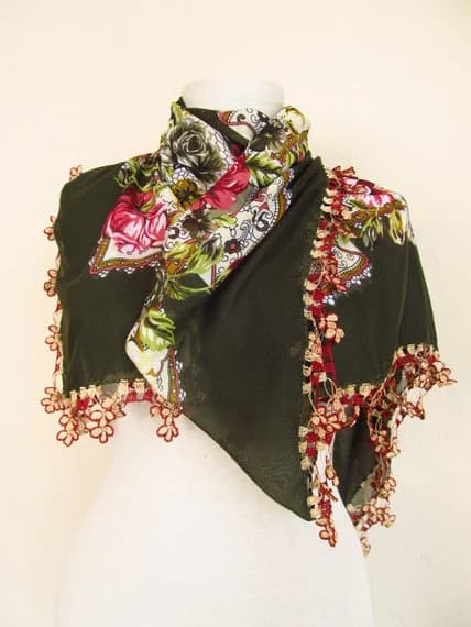 Green scarves - Square scarves -Turkish Oya  Scarf..wedding gift -asuhan-woman scarf-cotton scarf - image 5