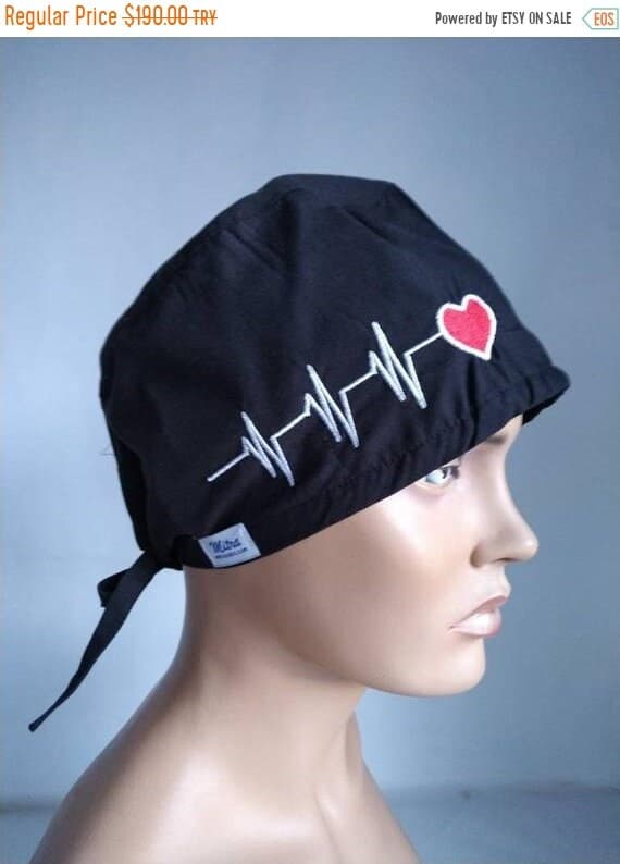 woman surgical hats, Medical cap , nurse cap, EKG unisex cap, surgical scrub cap, black surgical cap, hair covers for nurse,