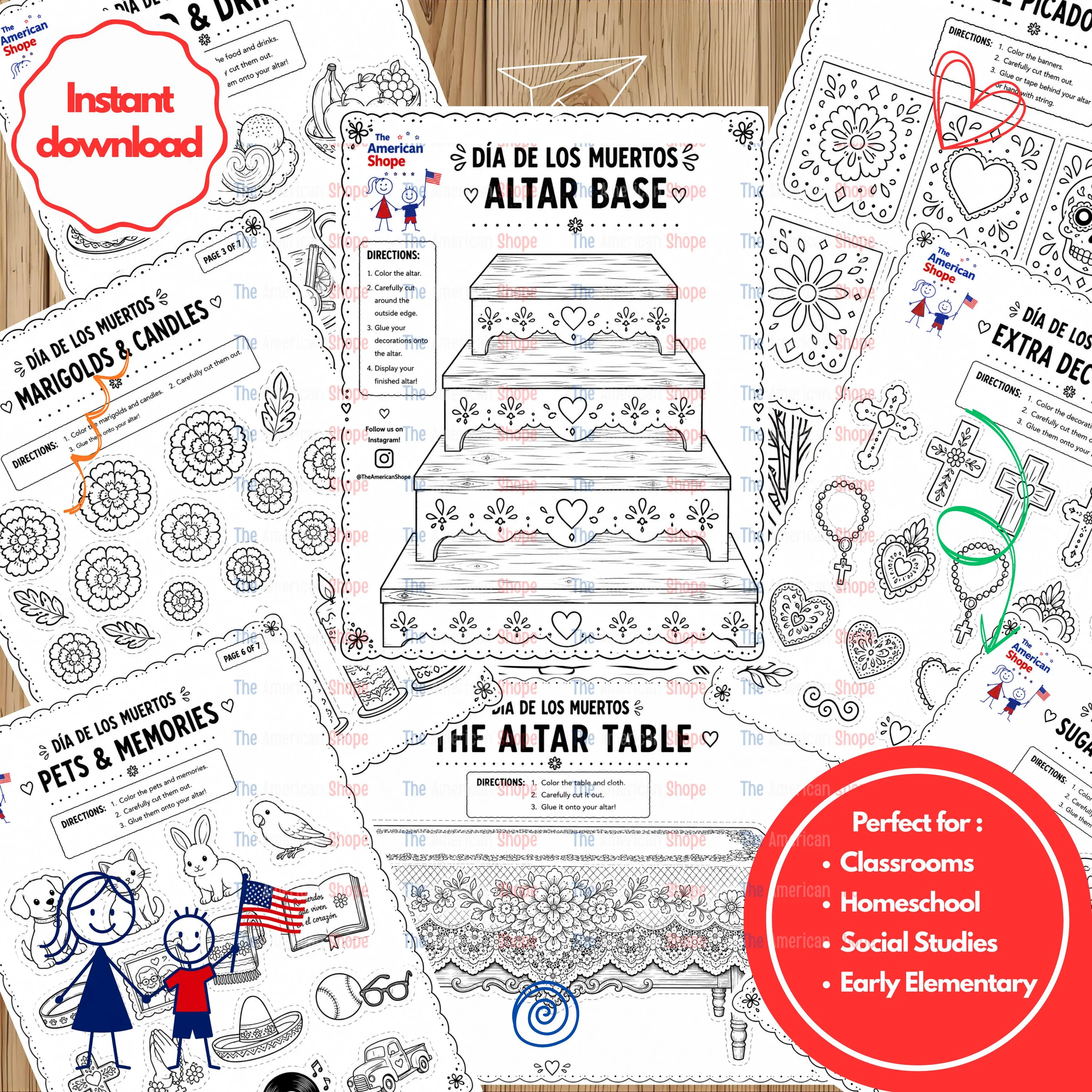 Día de los Muertos Printable Altar Craft | Color, Cut & Paste Kids Activity