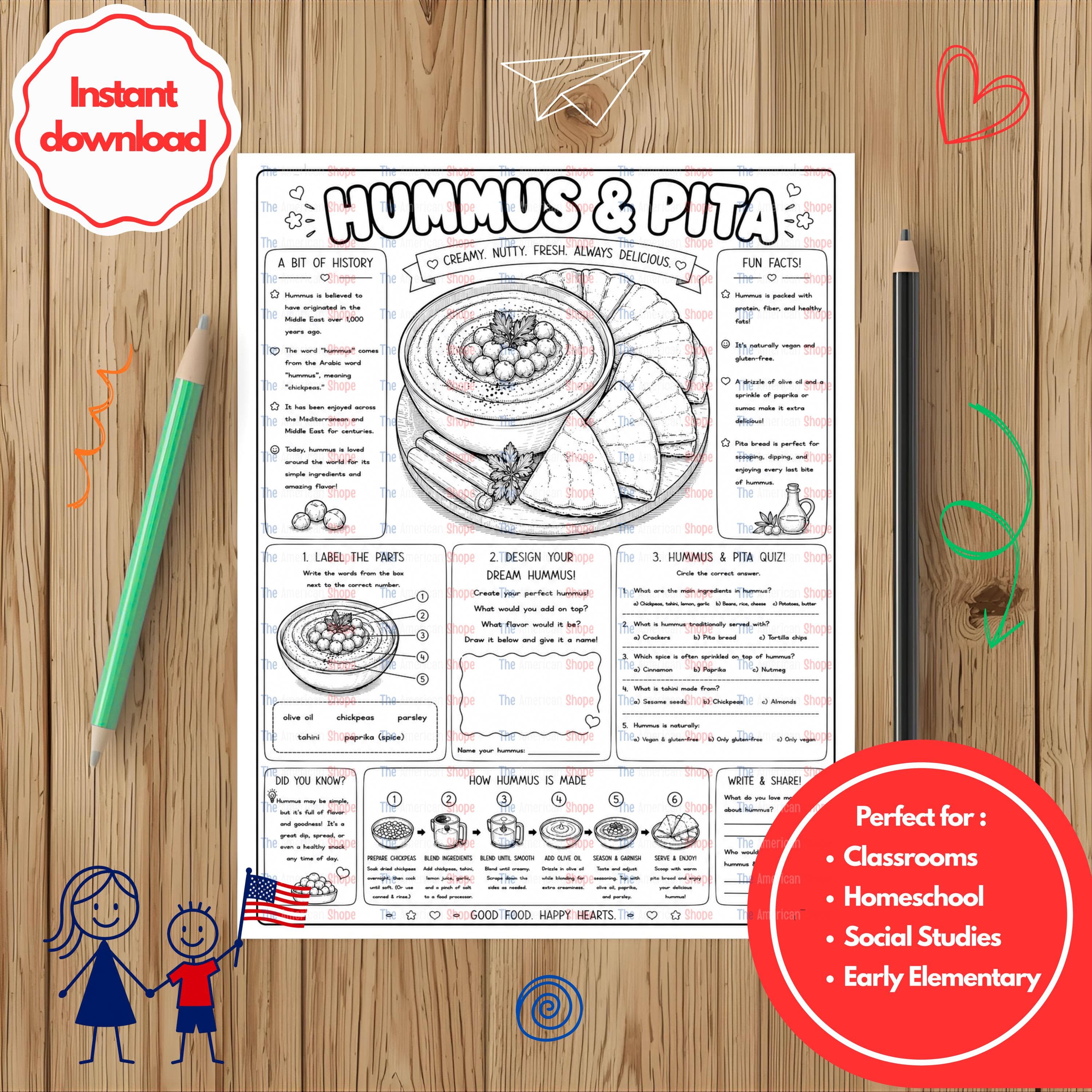 Hummus I Educational Printable Historical Activity  for Kids