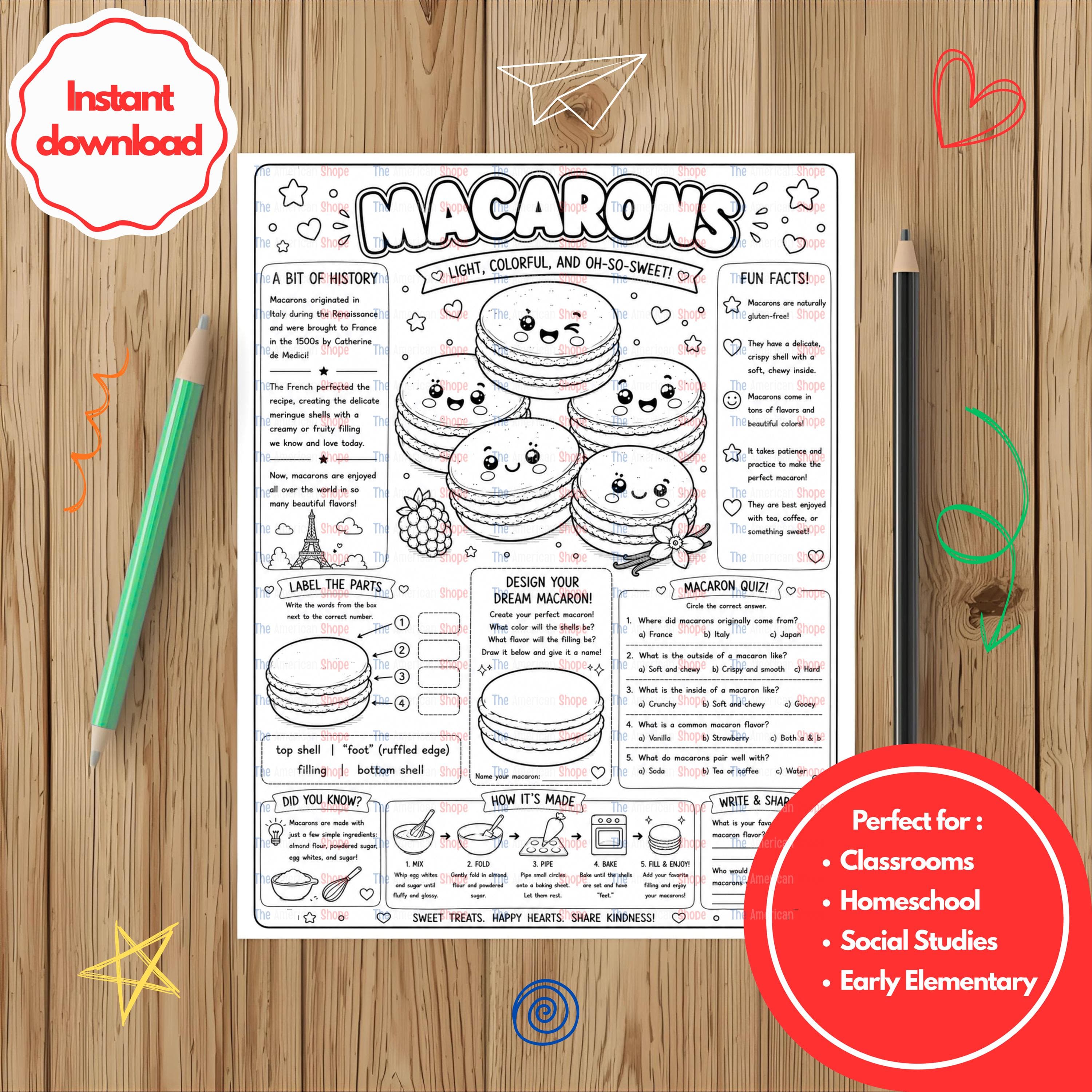 Macarons I Educational Printable Historical Activity for Kids