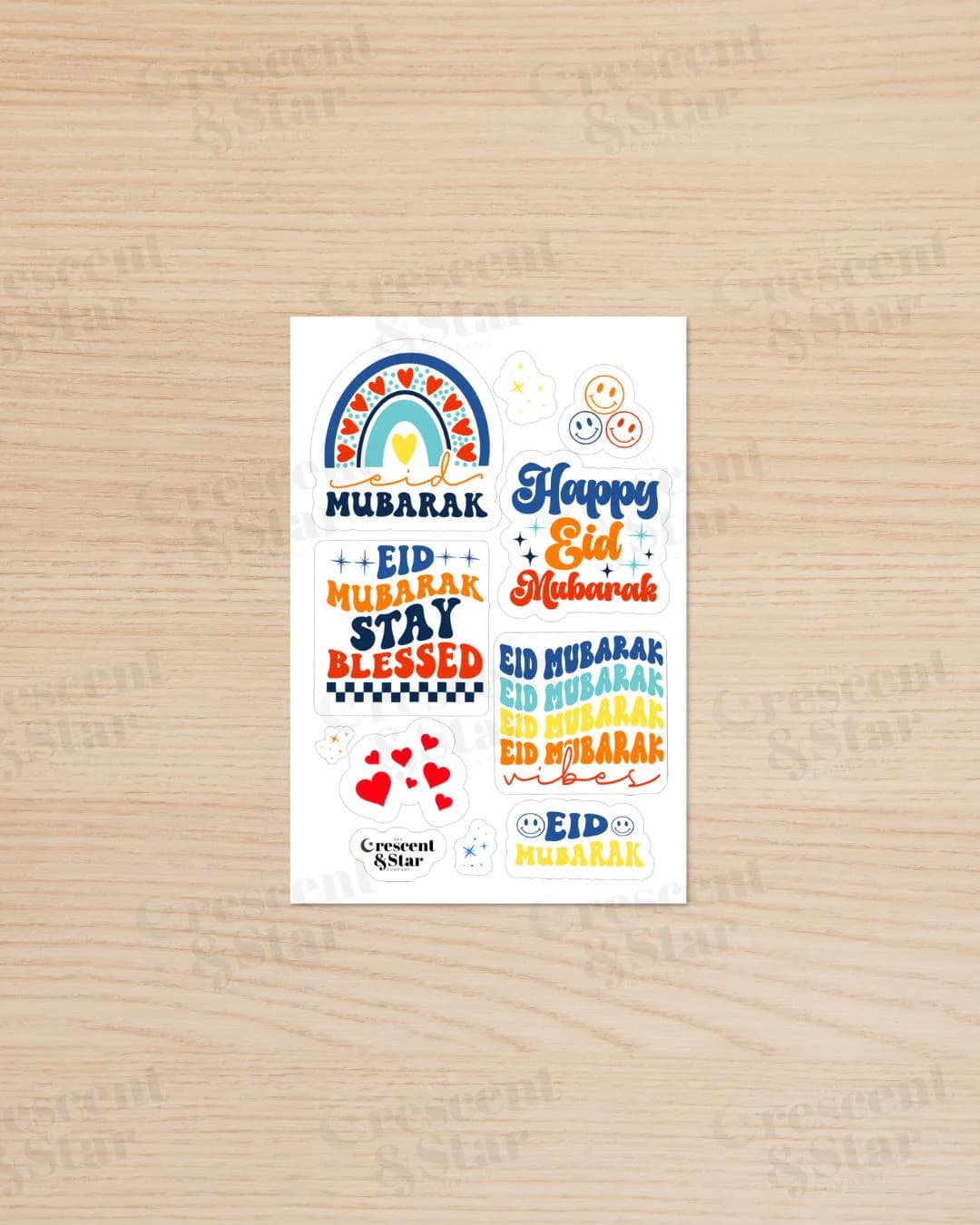 Eid Mubarak Sticker Sheet – Retro Vibes Collection