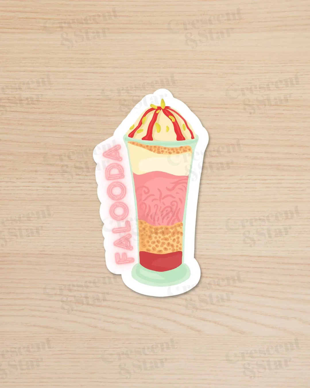 Falooda Sticker: South Asian Dessert, Matte Vinyl, Water-Resistant