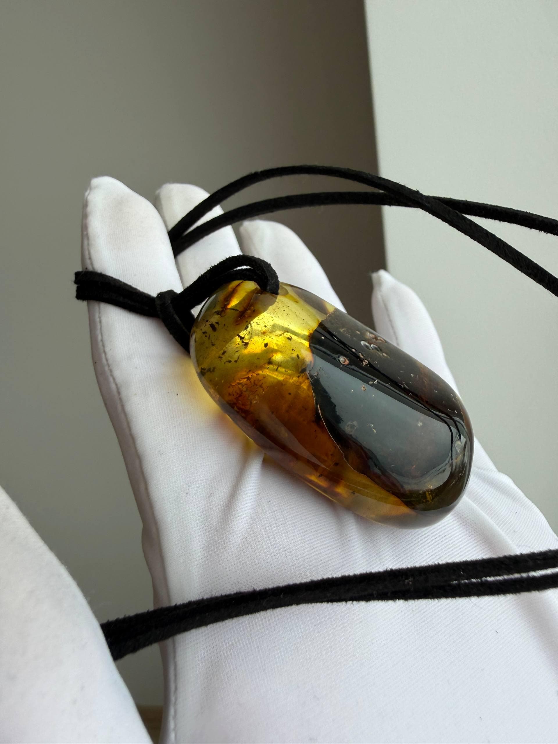 Large Baltic Amber Pendant with Insect Inclusion – Natural Fossil Gemstone Jewelry - image 3