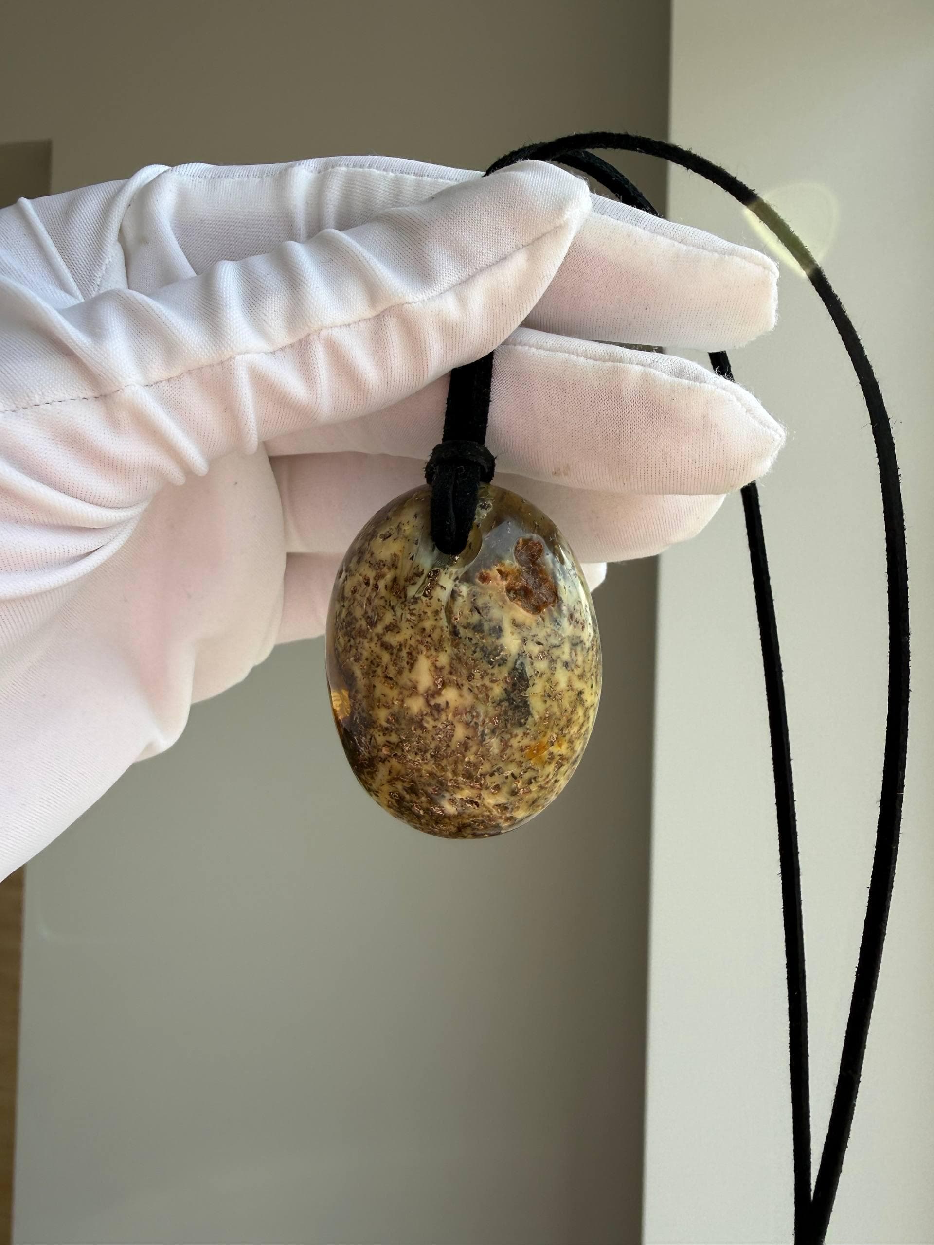 Large Natural Baltic Amber Pendant Necklace, Raw Organic Amber Stone, Statement Amber Jewelry, Earthy Boho Necklace, Gift for Her - image 4